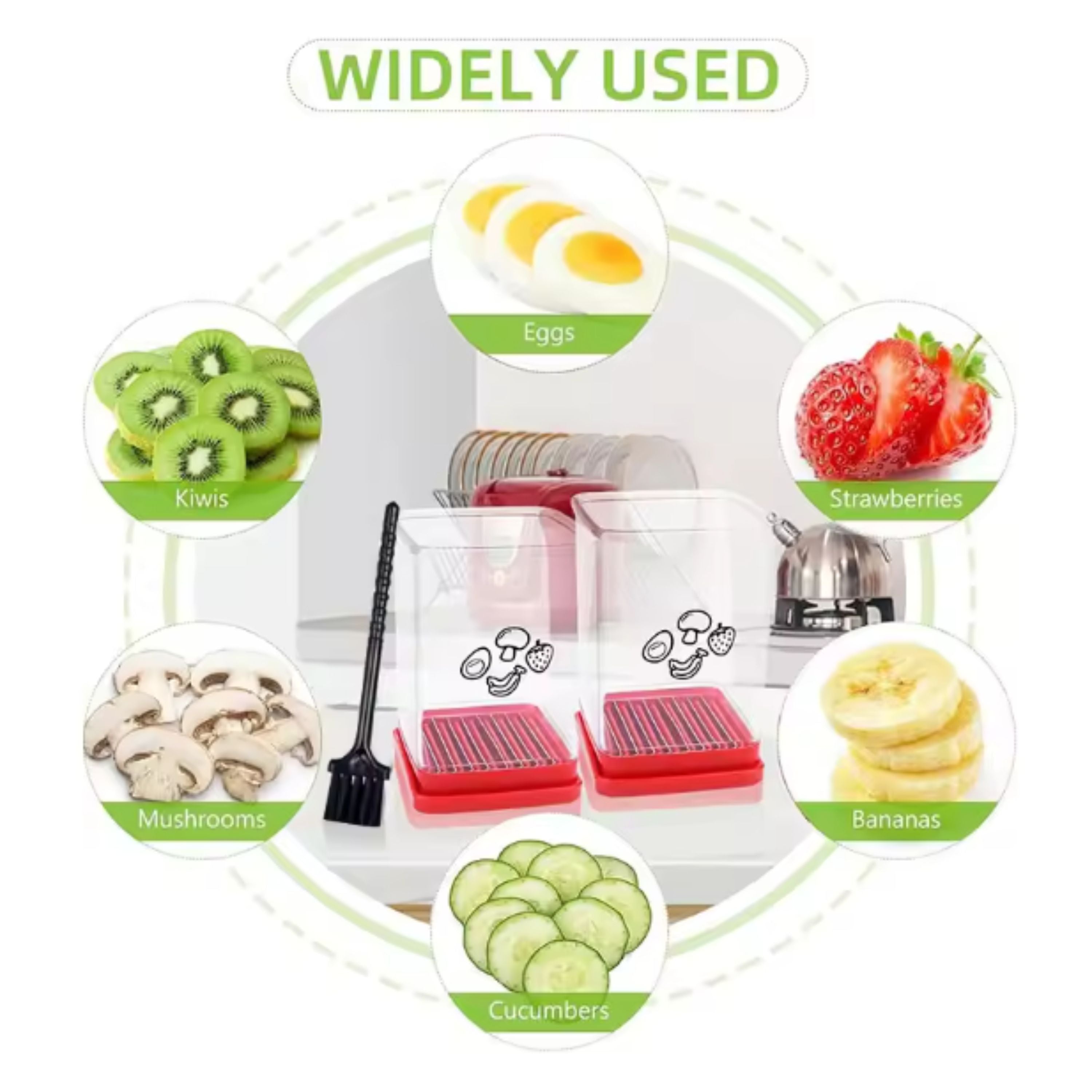 Small Slicer for Fruit Vegetables Eggs with Brush