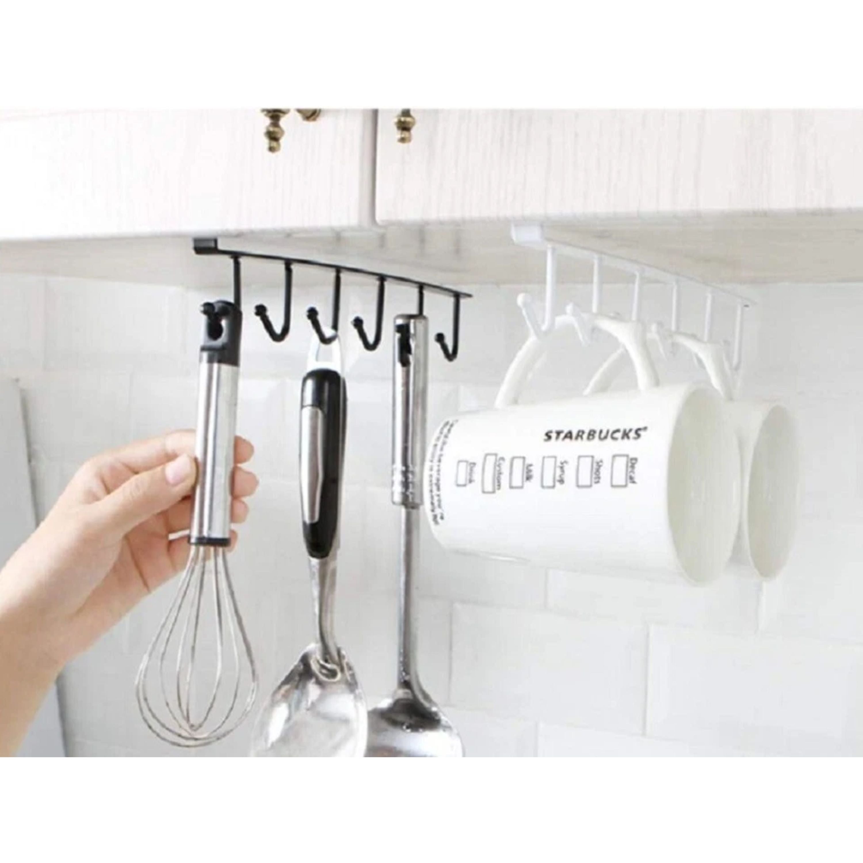 Kitcheniva Under-Shelf Mug Holder Rack 2 Pack