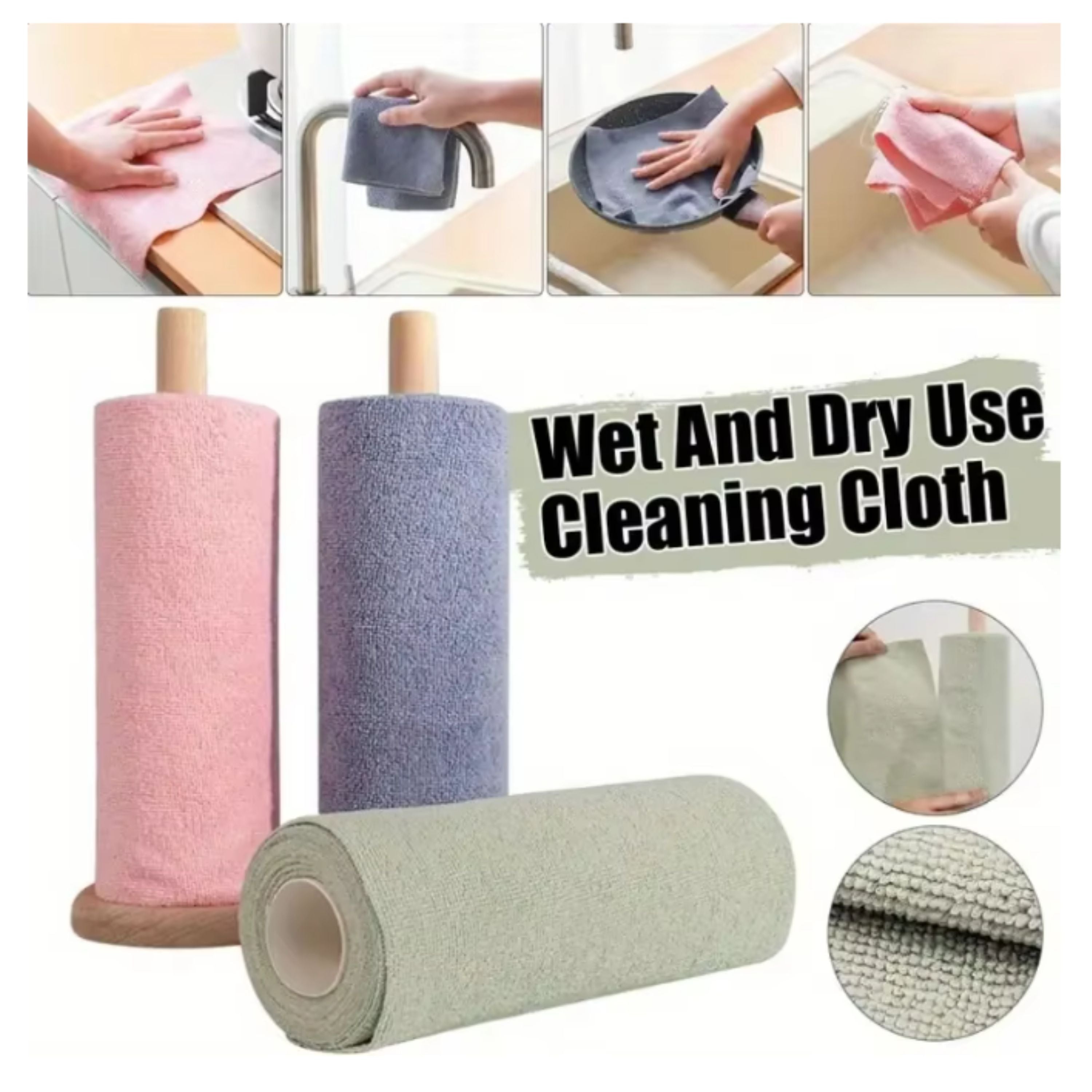 Kitcheniva Reusable Microfiber Towel Roll 30 Sheets