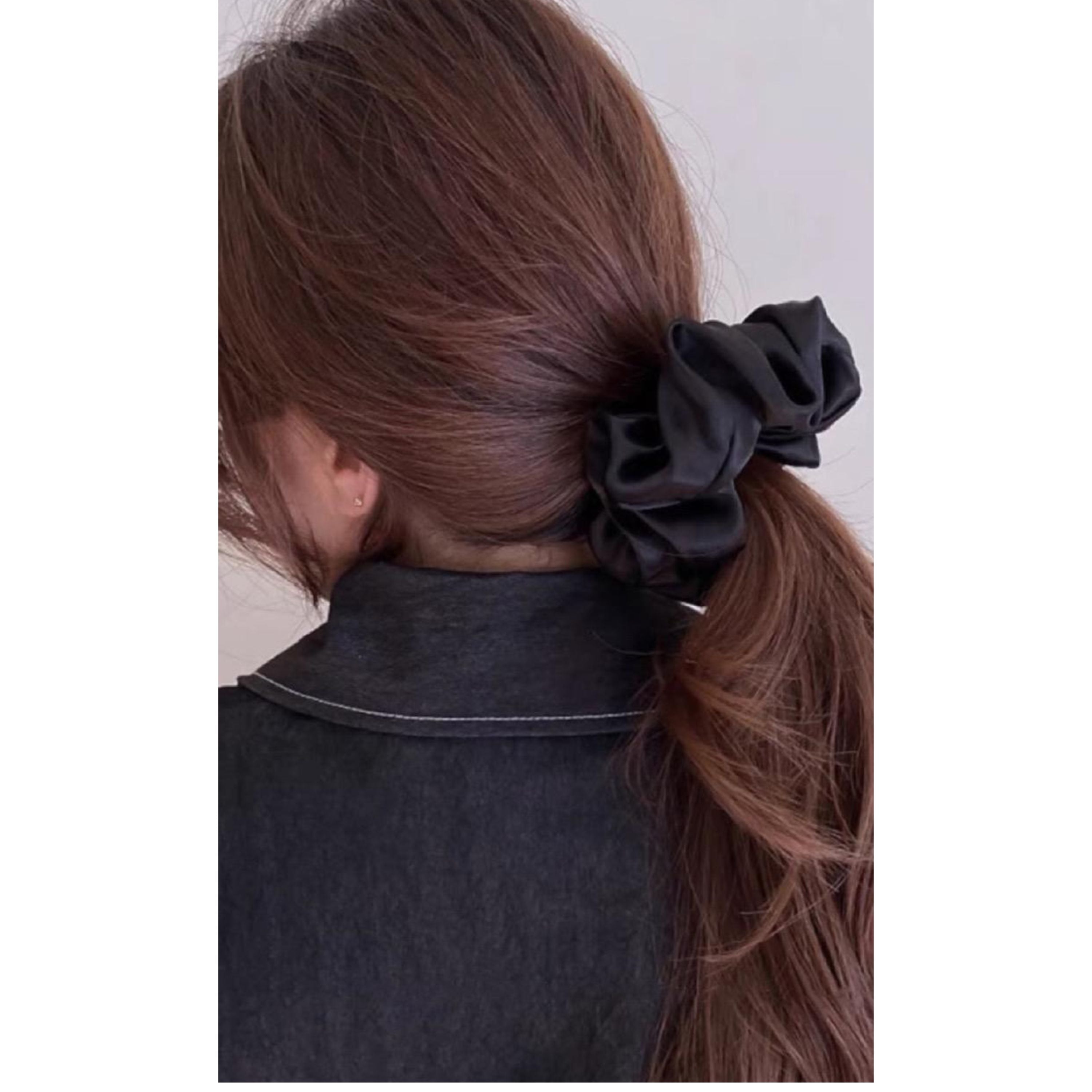 Kitcheniva Silky Satin Scrunchies 4 Pcs, Black