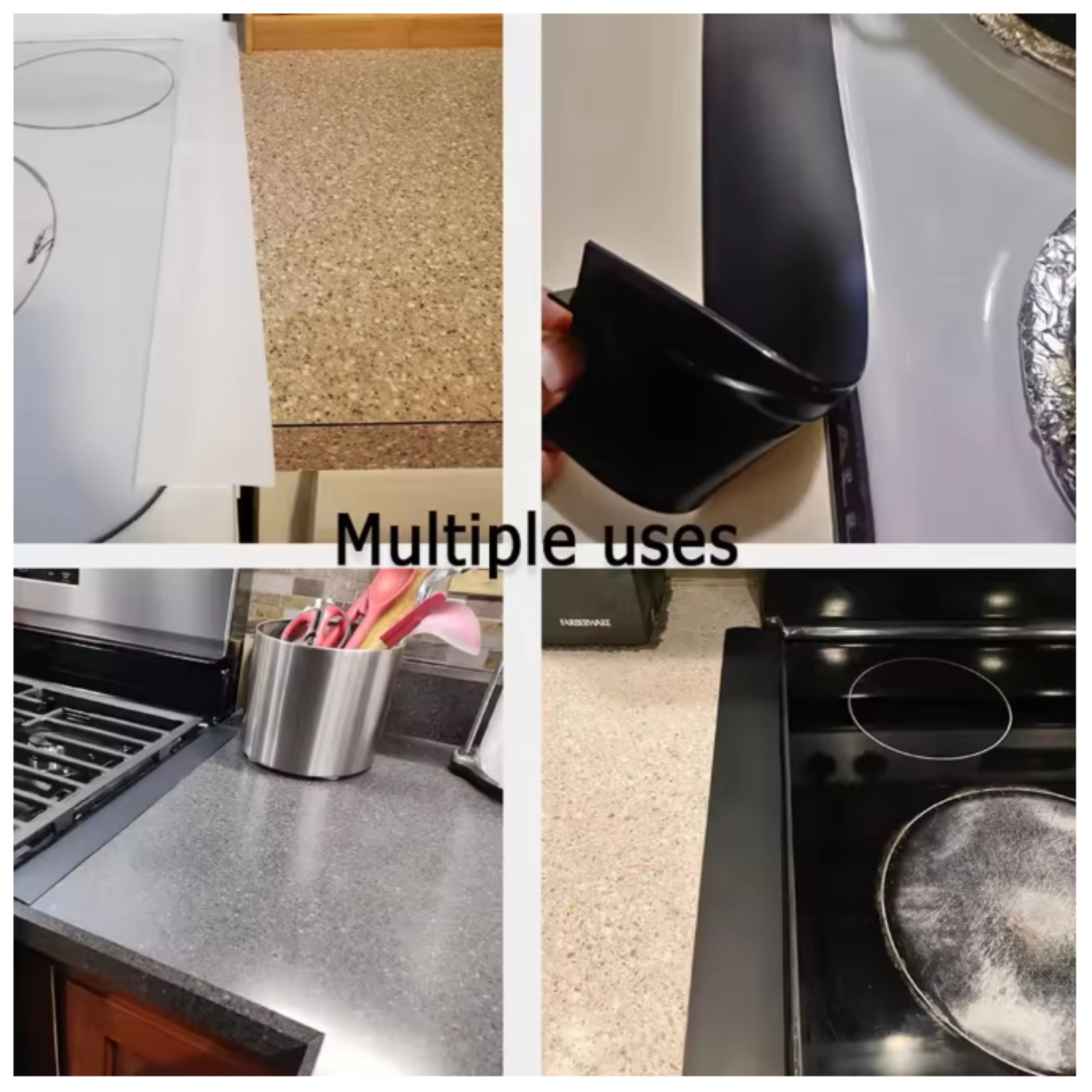 Silicon Gap Sealing Strip for Kitchen Stove 2 Pcs Black
