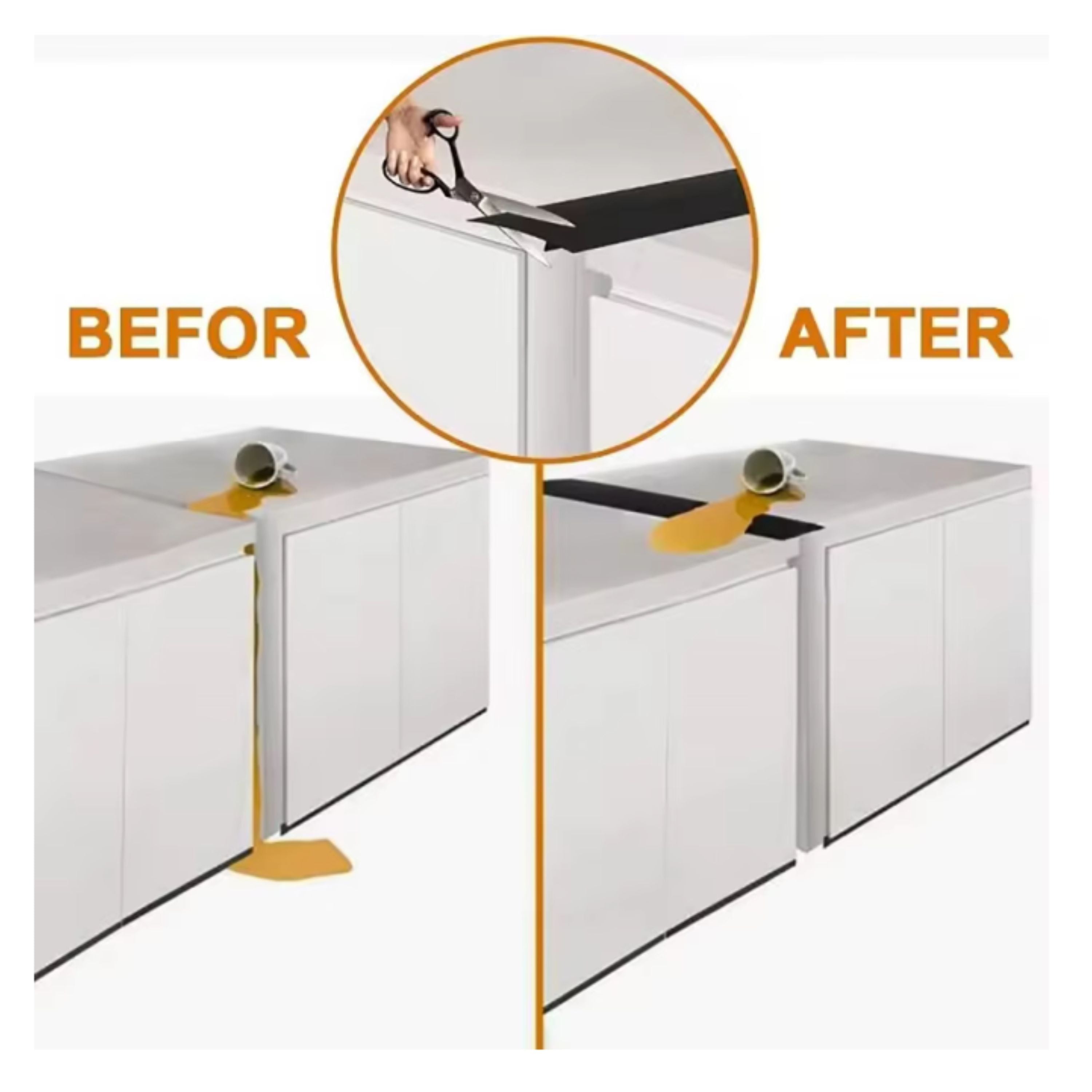 Silicon Gap Sealing Strip for Kitchen Stove 2 Pcs Black