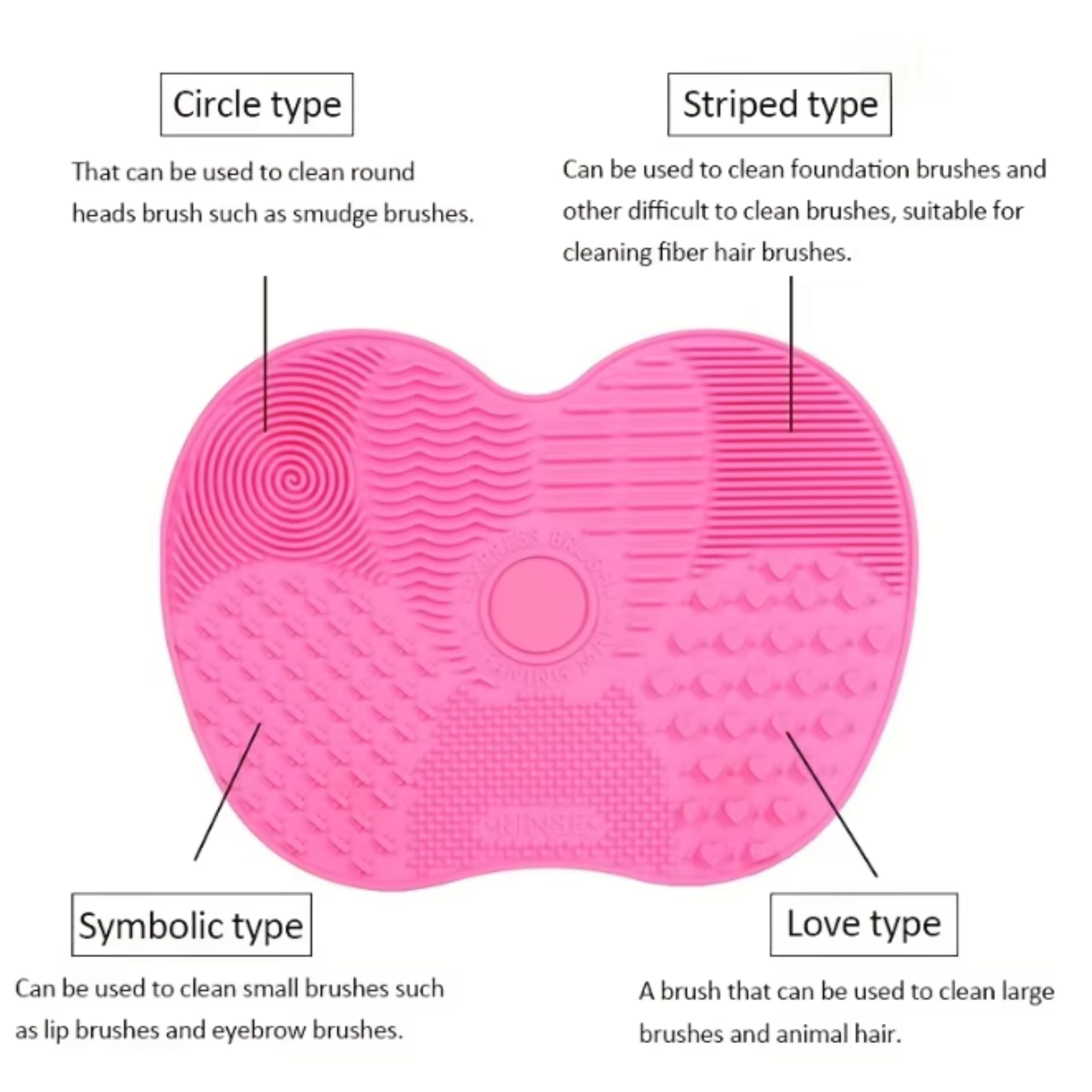 Apple Shape Makeup Brush Cleaning Mat Pad with Suction Cups Pink 1 Pc
