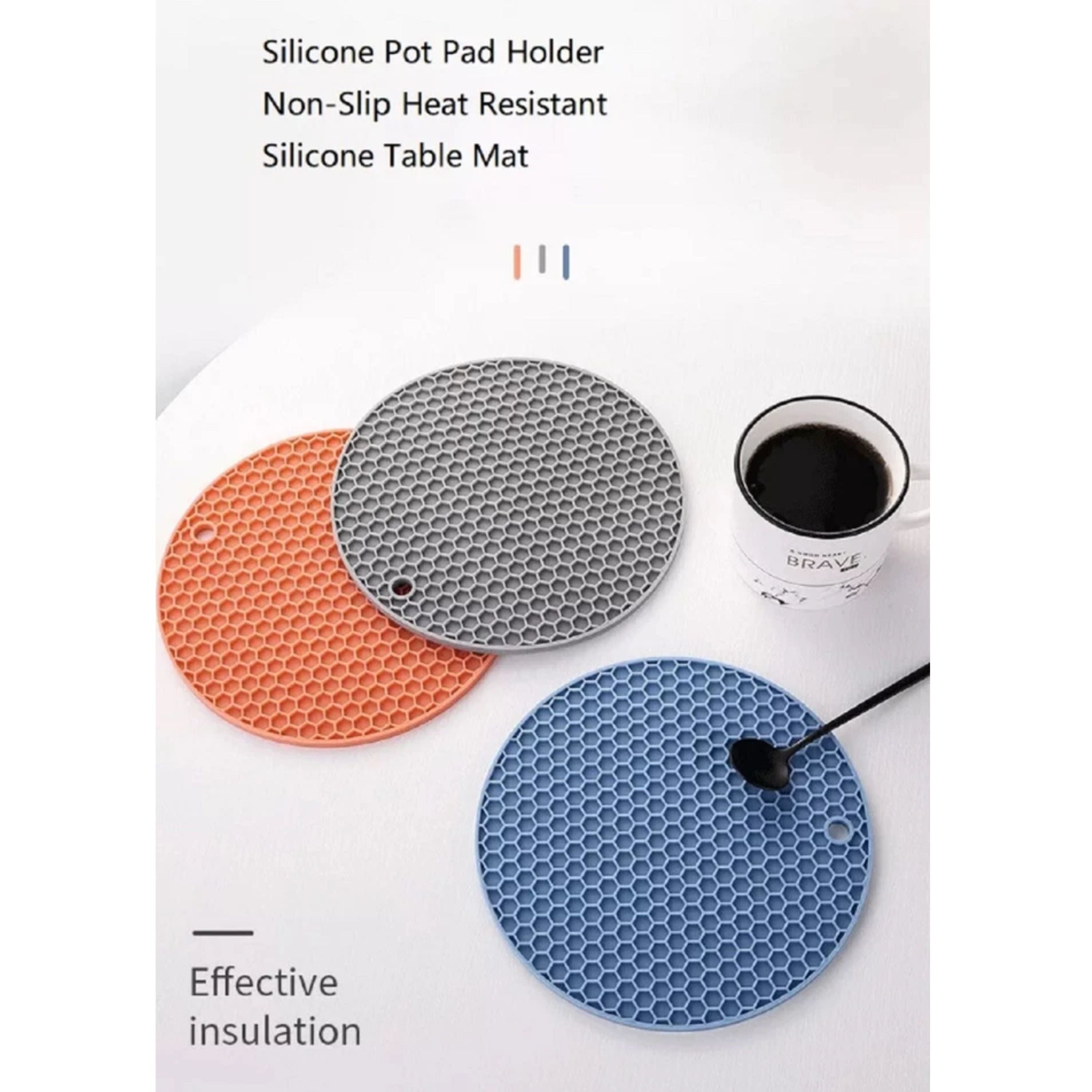 Kitcheniva Non Slip Silicone Trivet Mat Set 2 Pcs