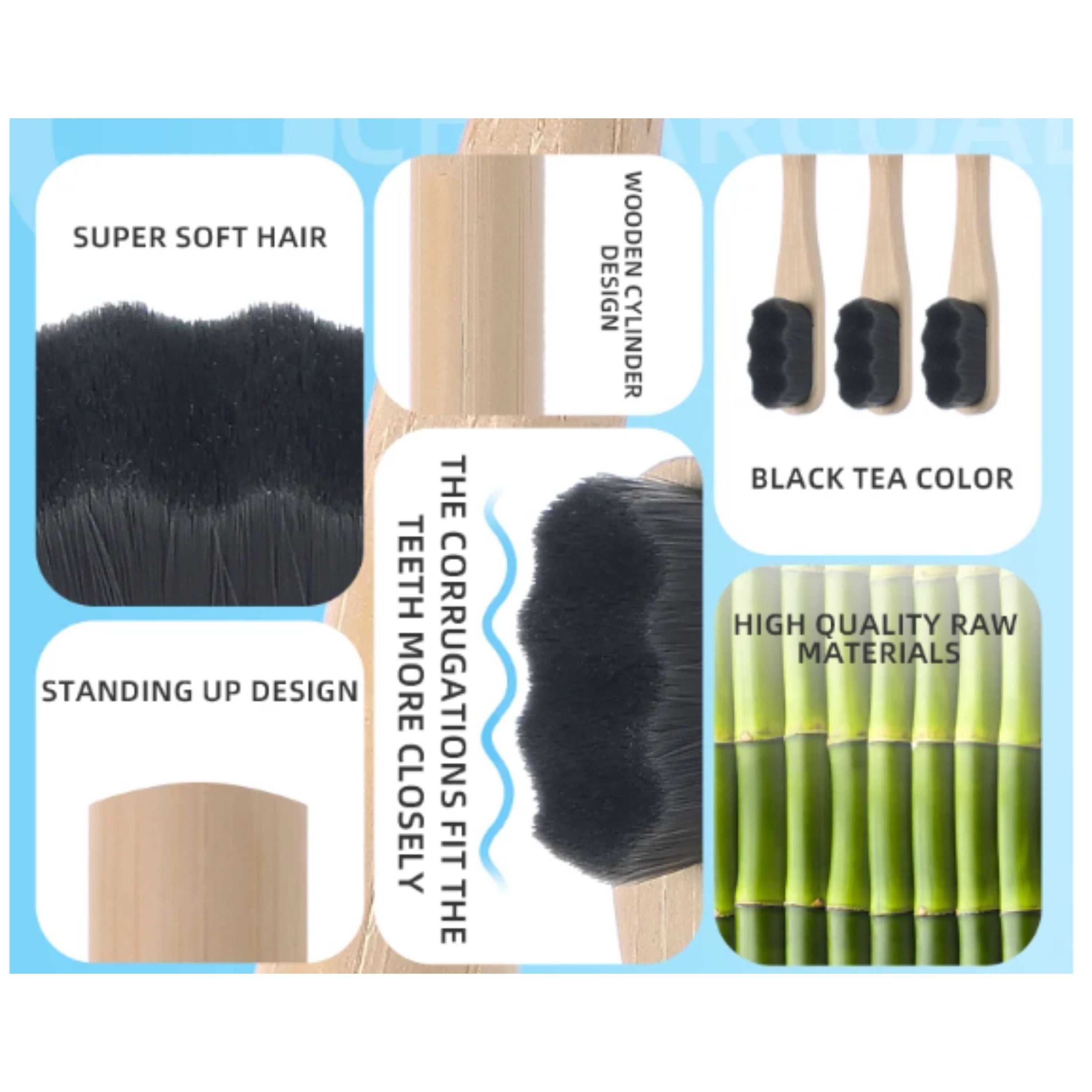 Kitcheniva 4 Pack Premium Natural Bamboo Toothbrush with Soft Bristles – Eco-Friendly & Biodegradable
