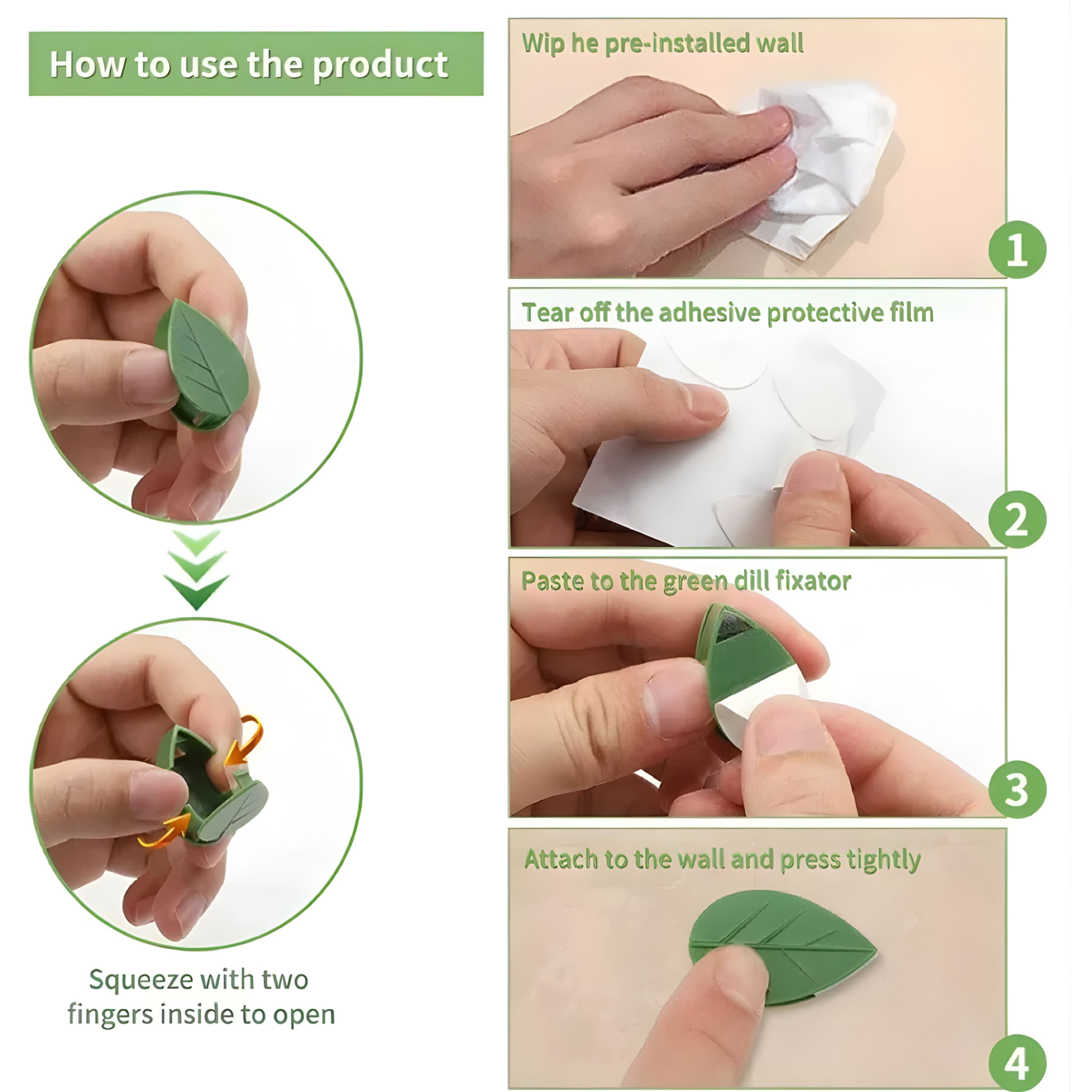 Kitcheniva Plant Clips With Self-Adhesive Hooks 30 Pcs