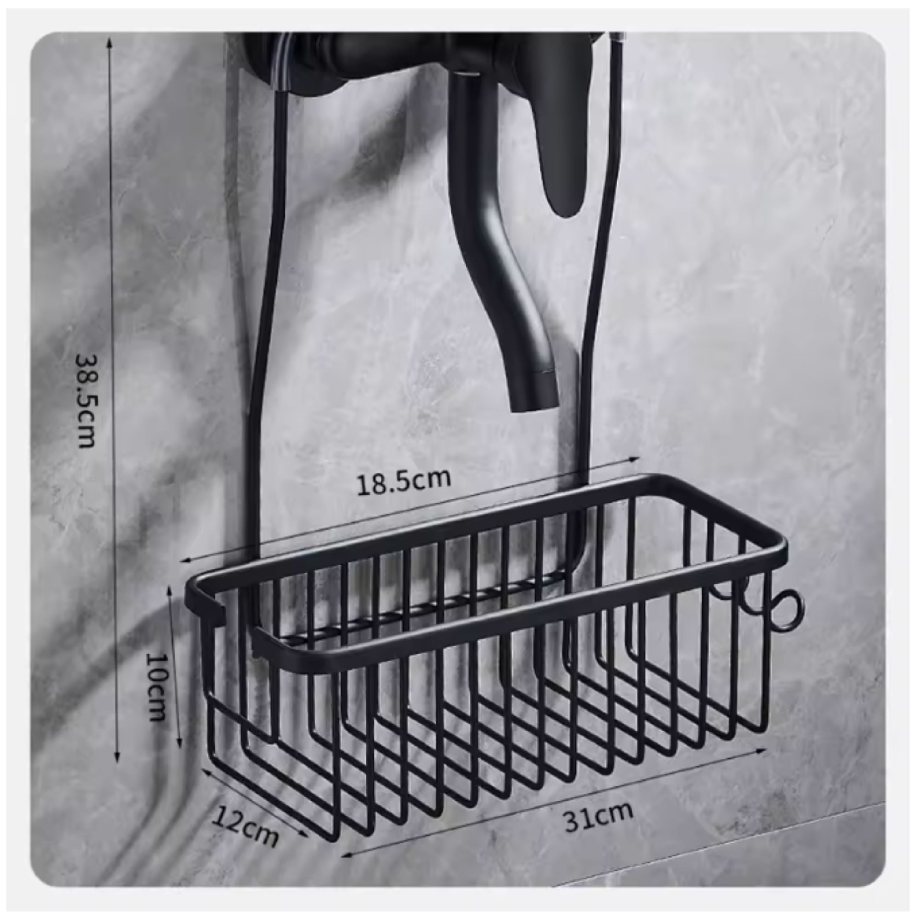 Black Aluminium Hang-On Bathroom Shelf