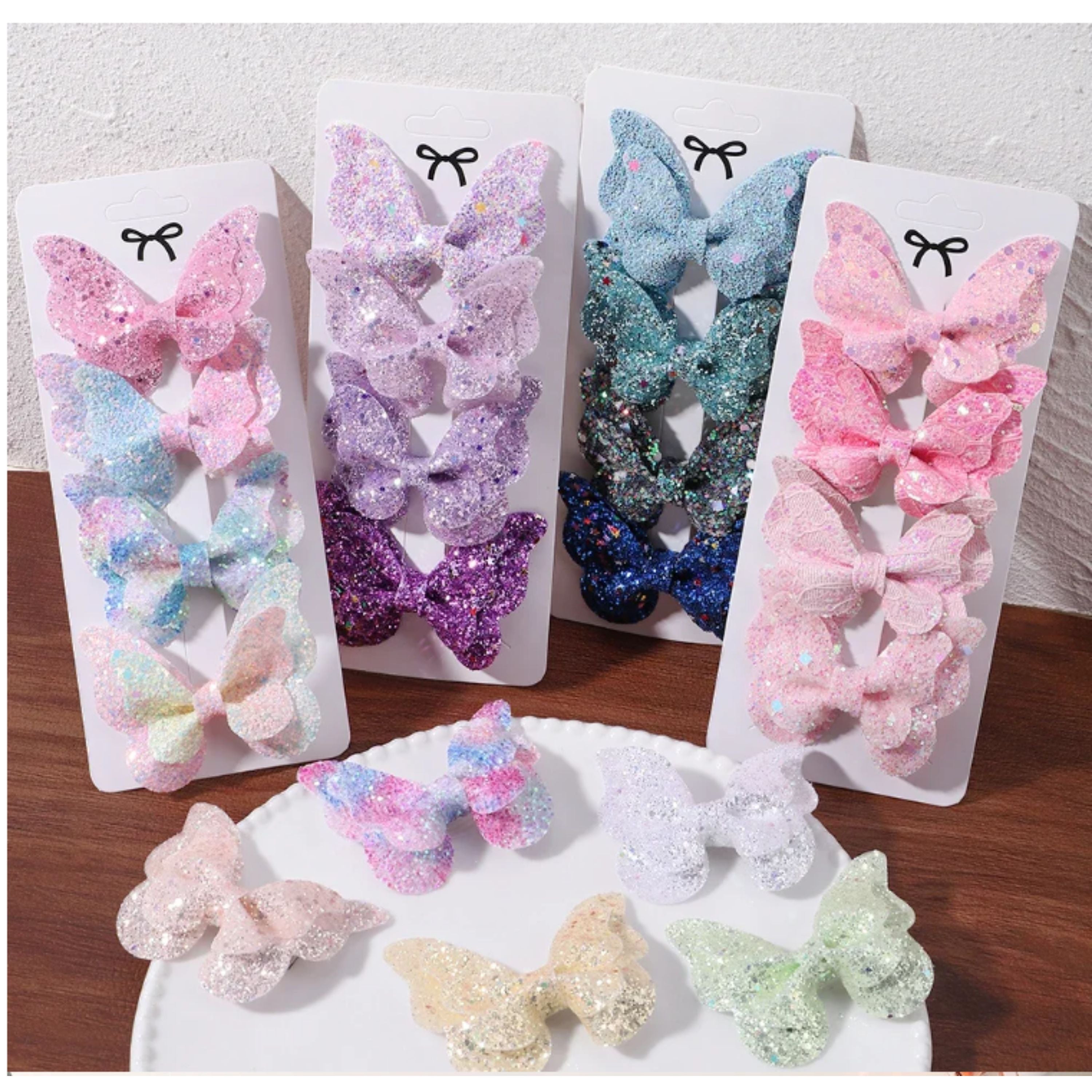 Kitcheniva Childrens Sequin Butterfly Hair Clips 4Pcs Pink