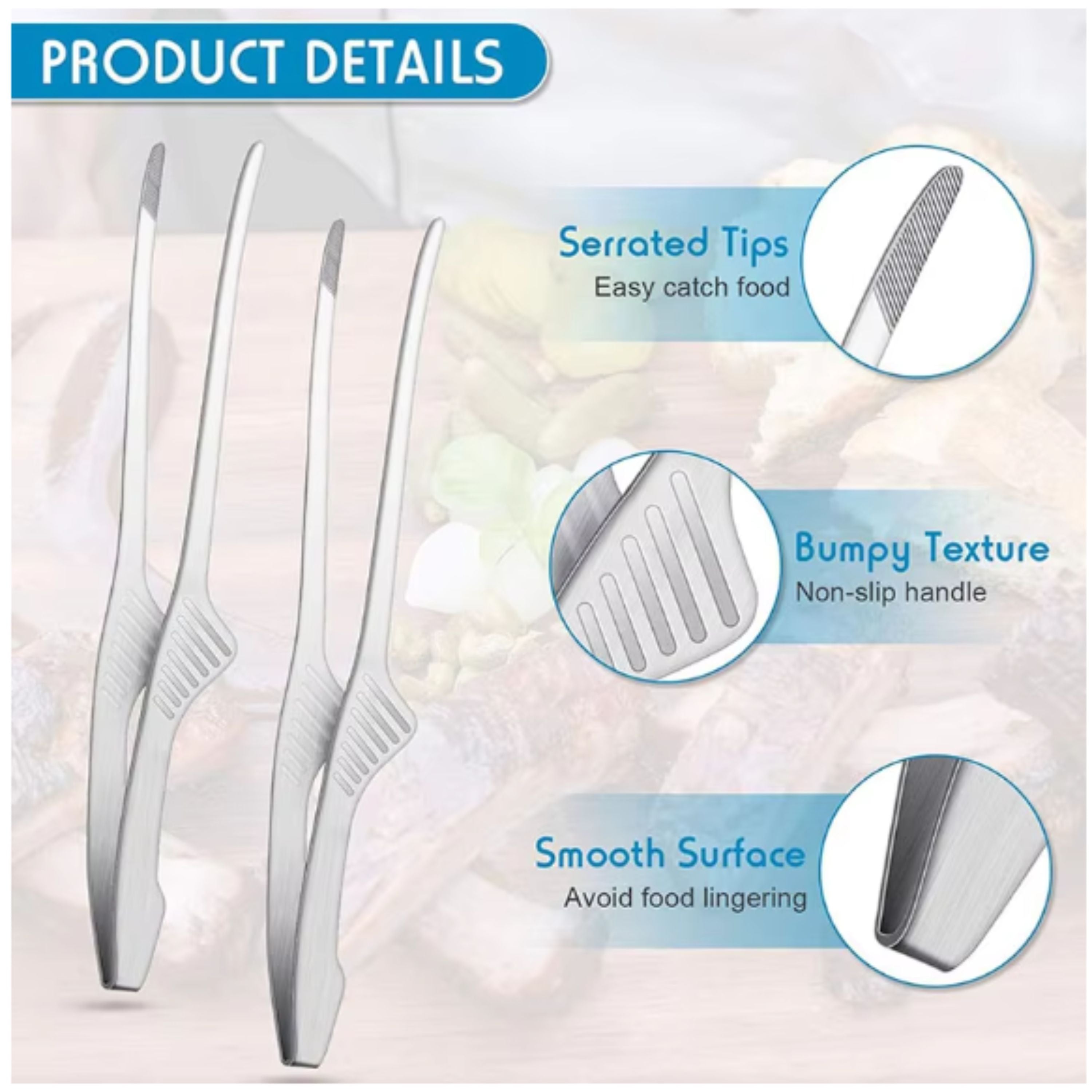 Kitcheniva Stainless Steel BBQ Tongs 2 Pcs