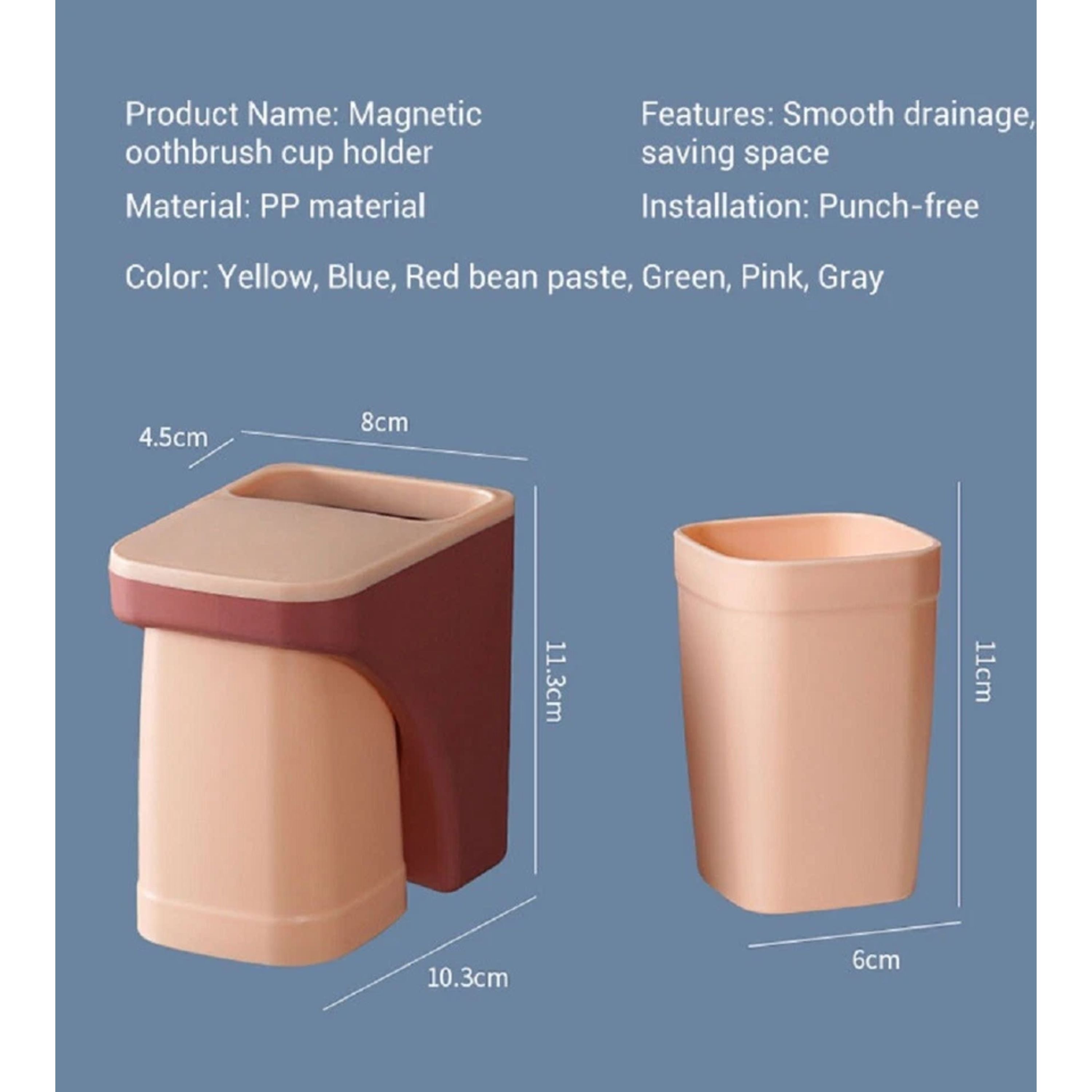 Kitcheniva Wall Mounted Toothbrush Holder & Magnetic Cup