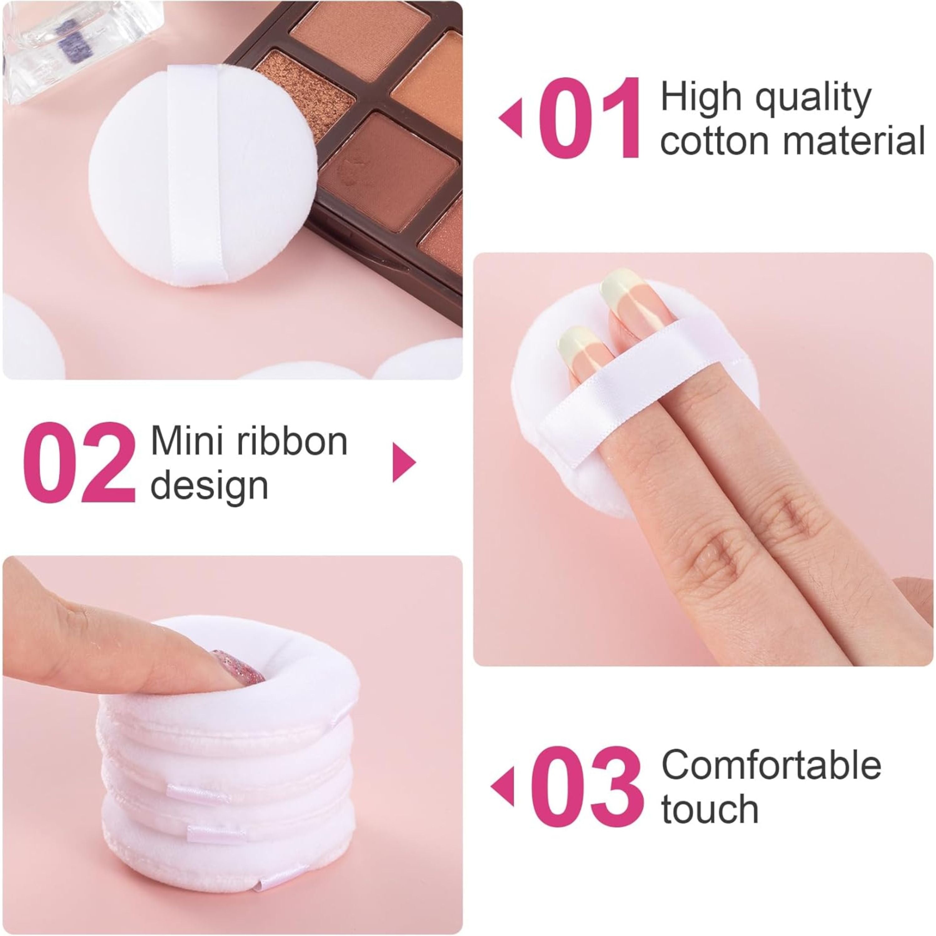 Kitcheniva 10 Pack Hydrophilic Makeup Puffs with Finger Strap, White