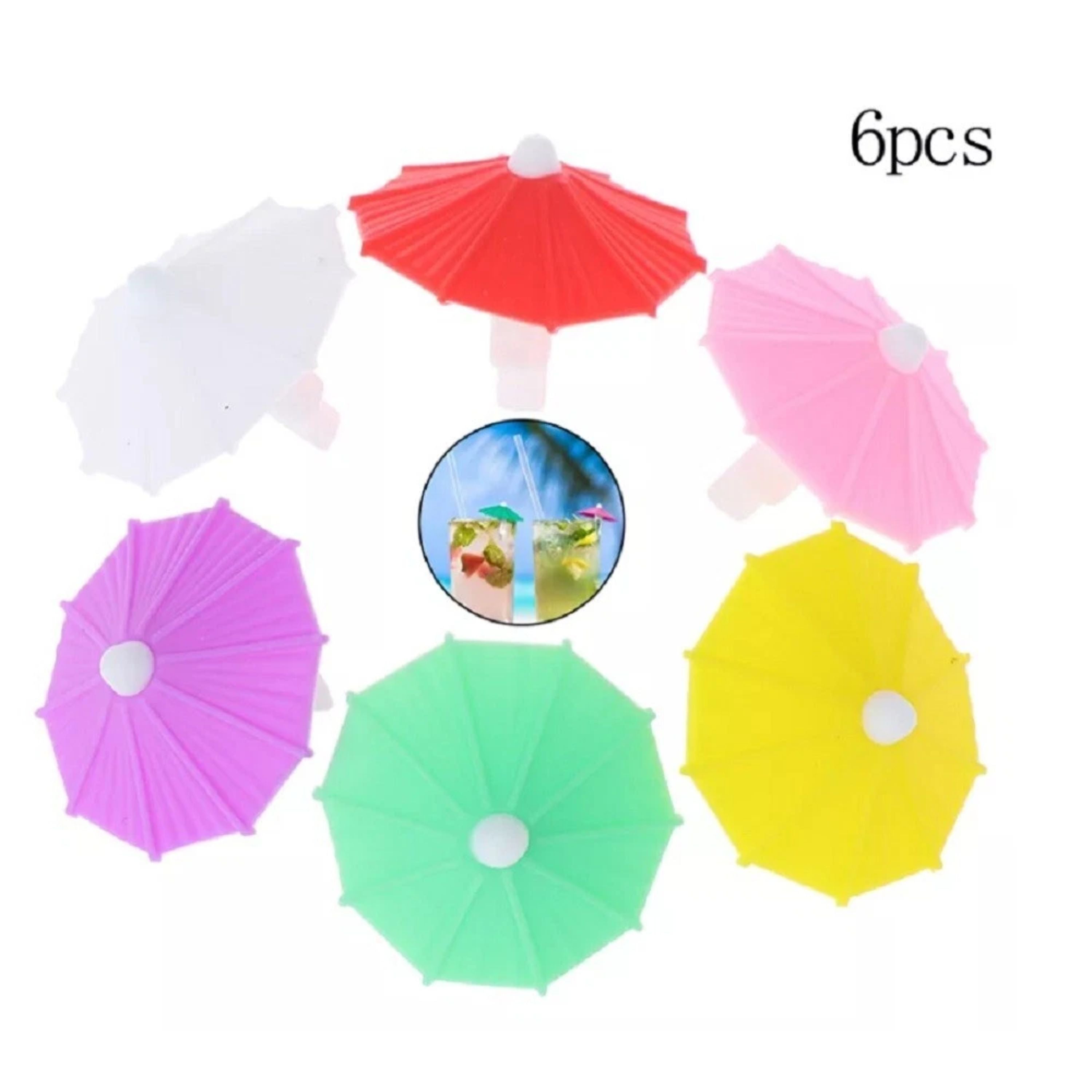 Kitcheniva Silicone Umbrella Drink Markers Glass Charm Tags 6 Pcs