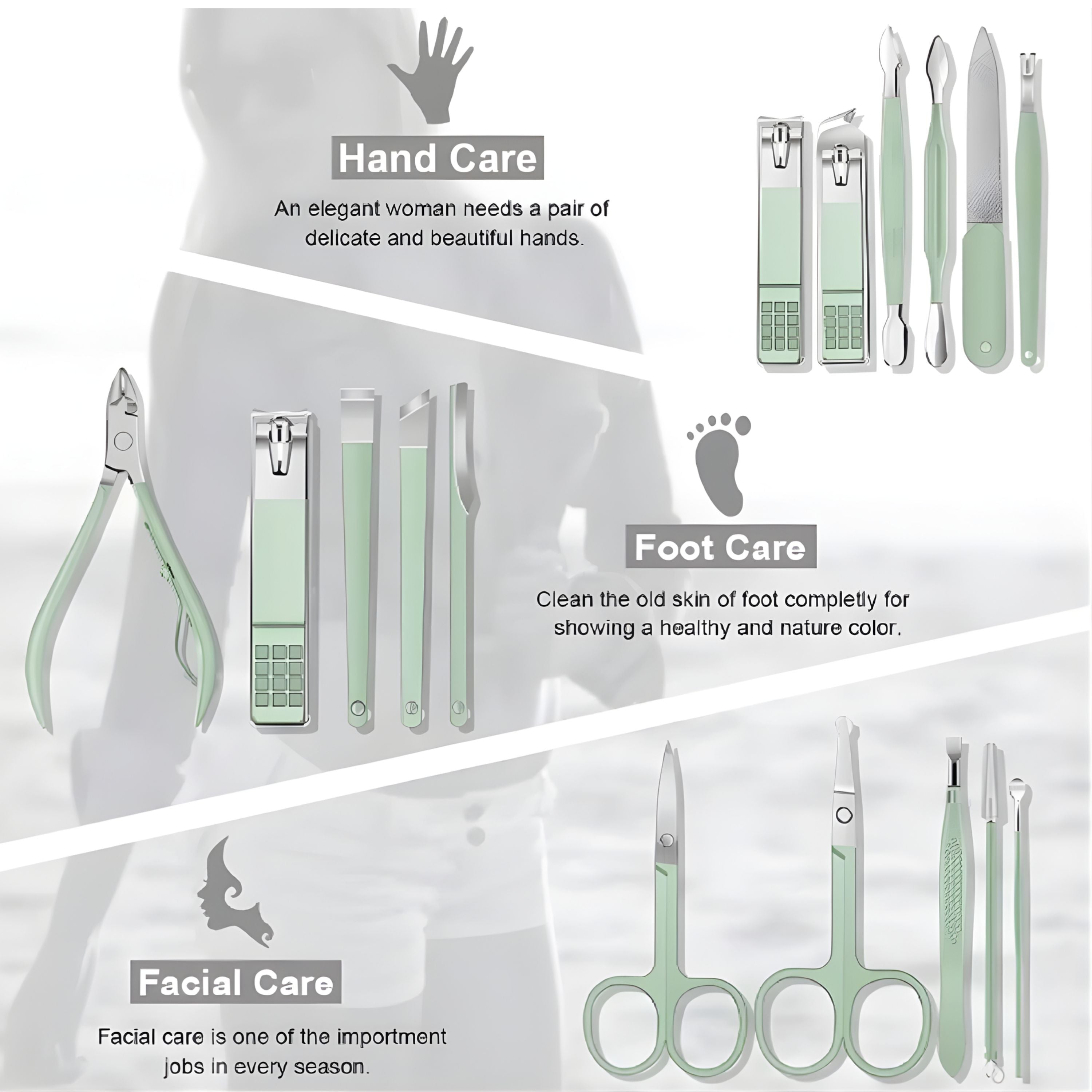 Kitcheniva 16-Piece Stainless Steel Manicure Kit