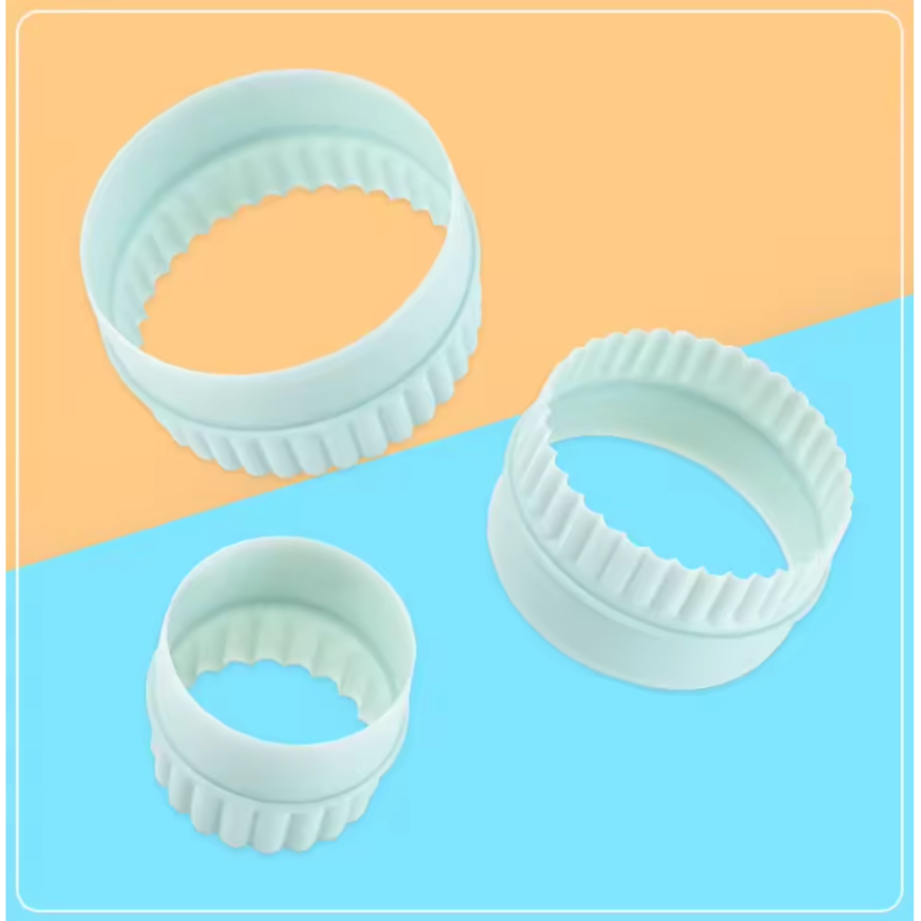 Kitcheniva Plastic Cookie Cutter Set – Light Green Double-Sided Wave Edge Baking Tools 8 Pcs