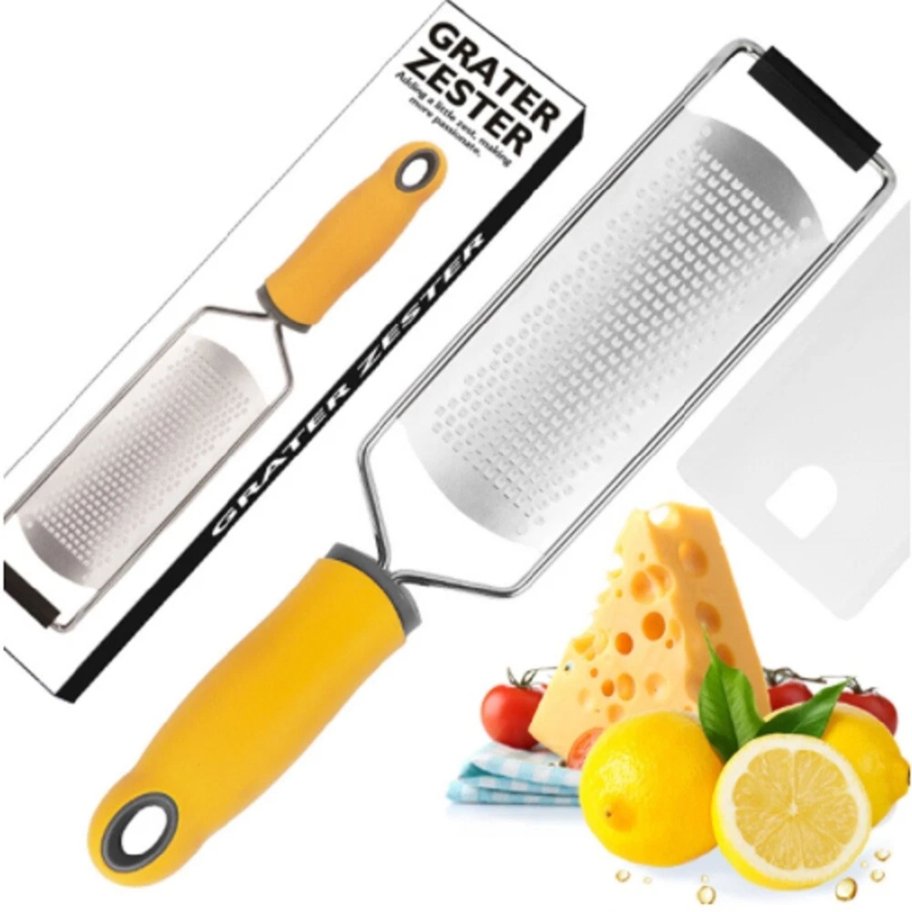 Kitcheniva Large Stainless Steel Cheese & Citrus Zester with Cover & Brush