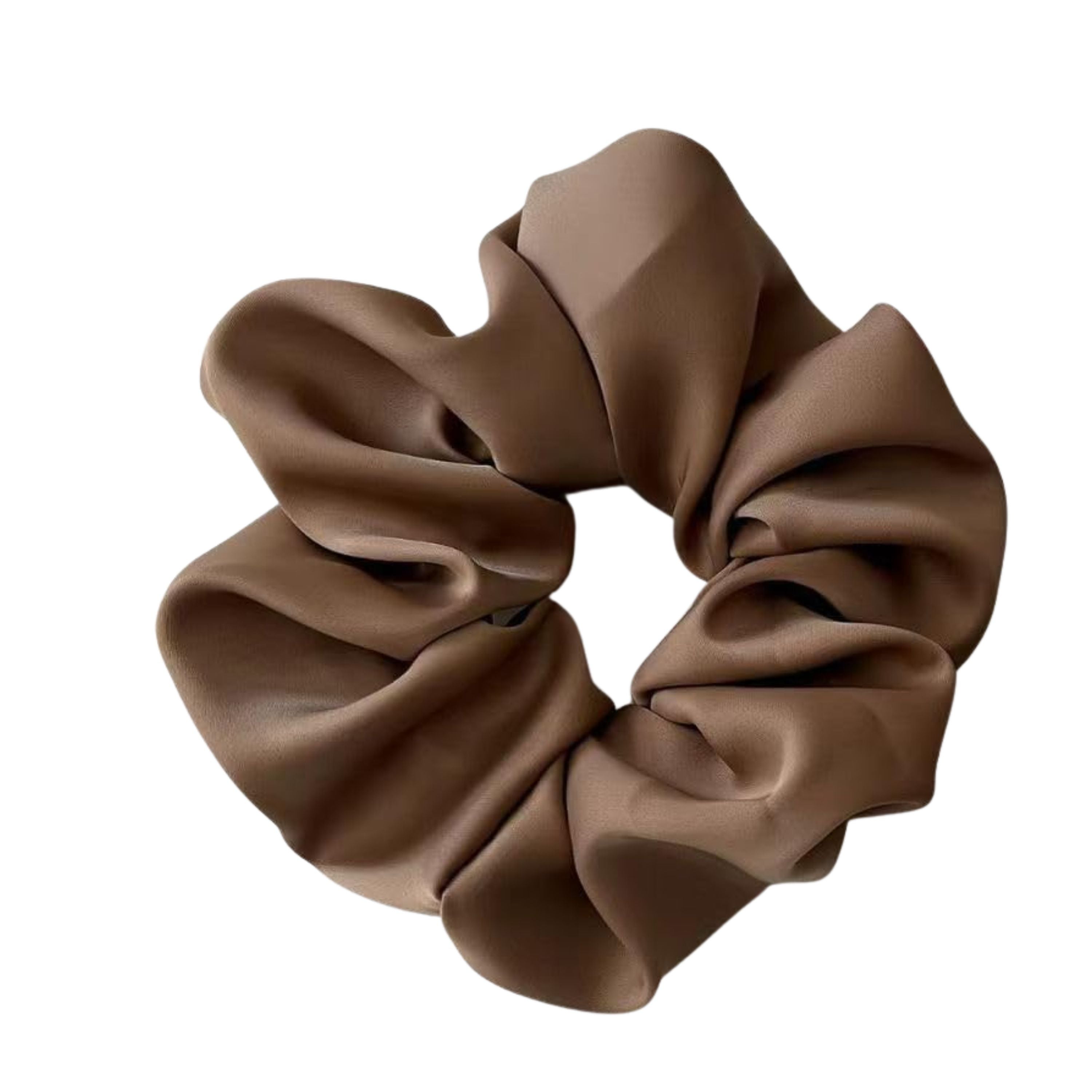 Kitcheniva Silky Satin Scrunchies 4 Pcs, Light Brown