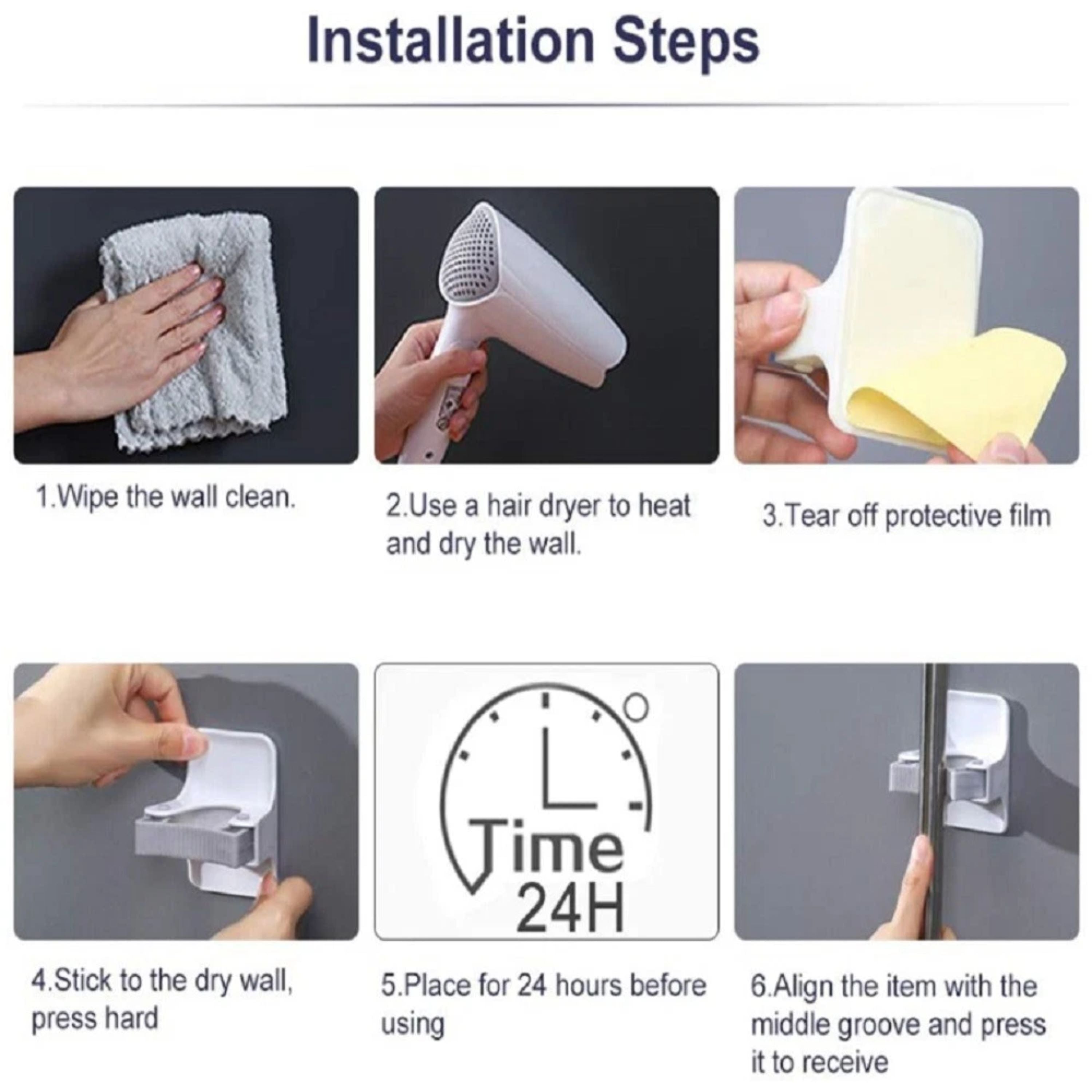 Kitcheniva Self-Adhesive Broom Holder Set 4 Pack