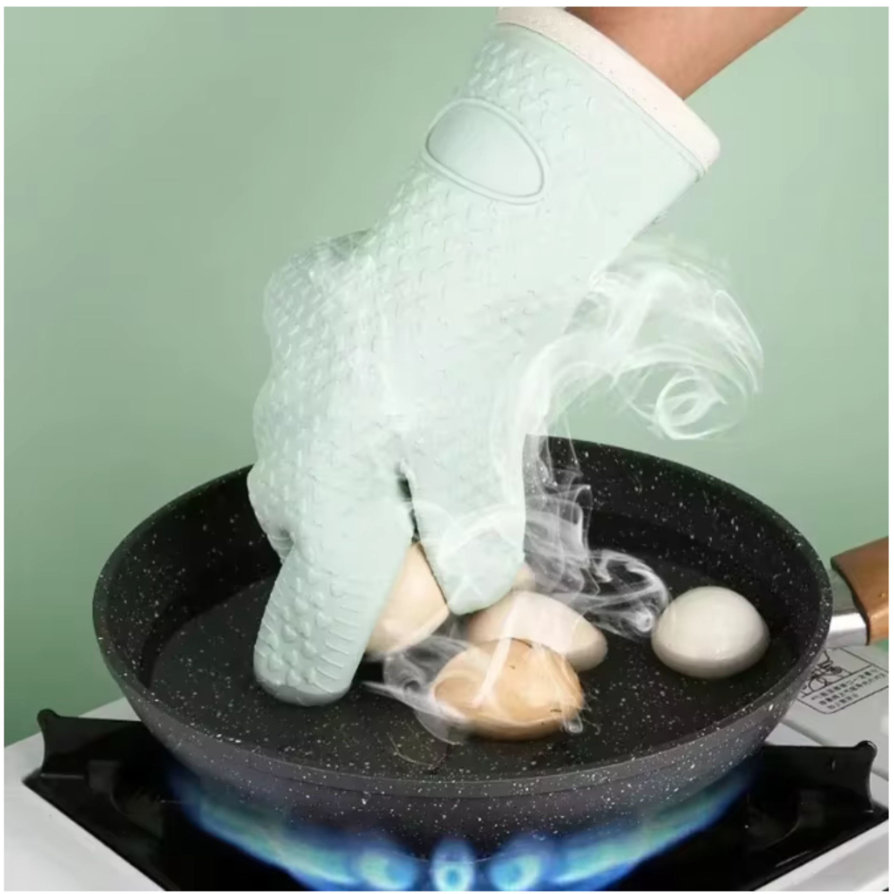 Kitcheniva Silicone Oven Mitts Set Heat Resistant, Beige