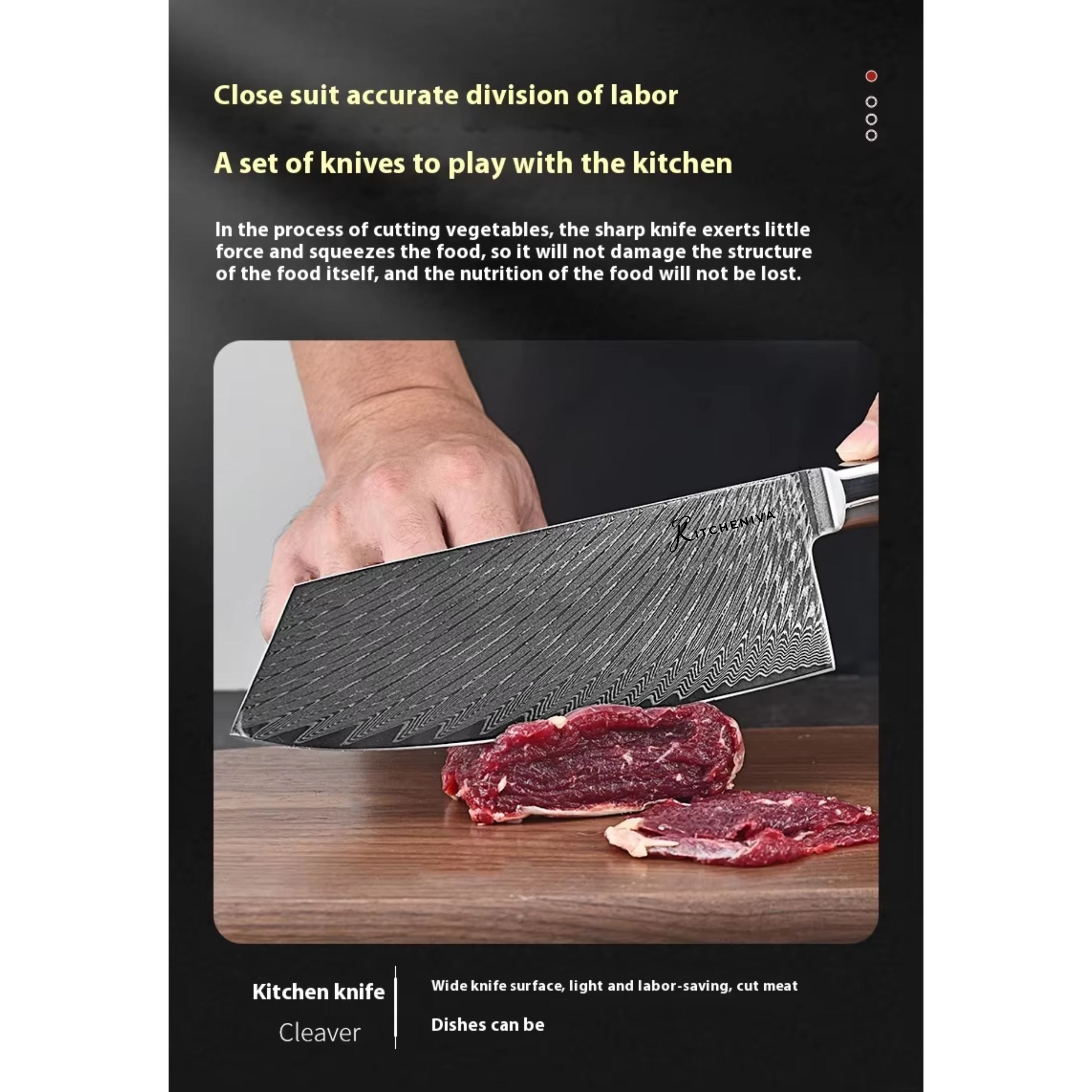 Kitcheniva 6-Piece VG10 Core 67 Layer Damascus Steel Japanese Style Knife Set with Wood Resin Handle