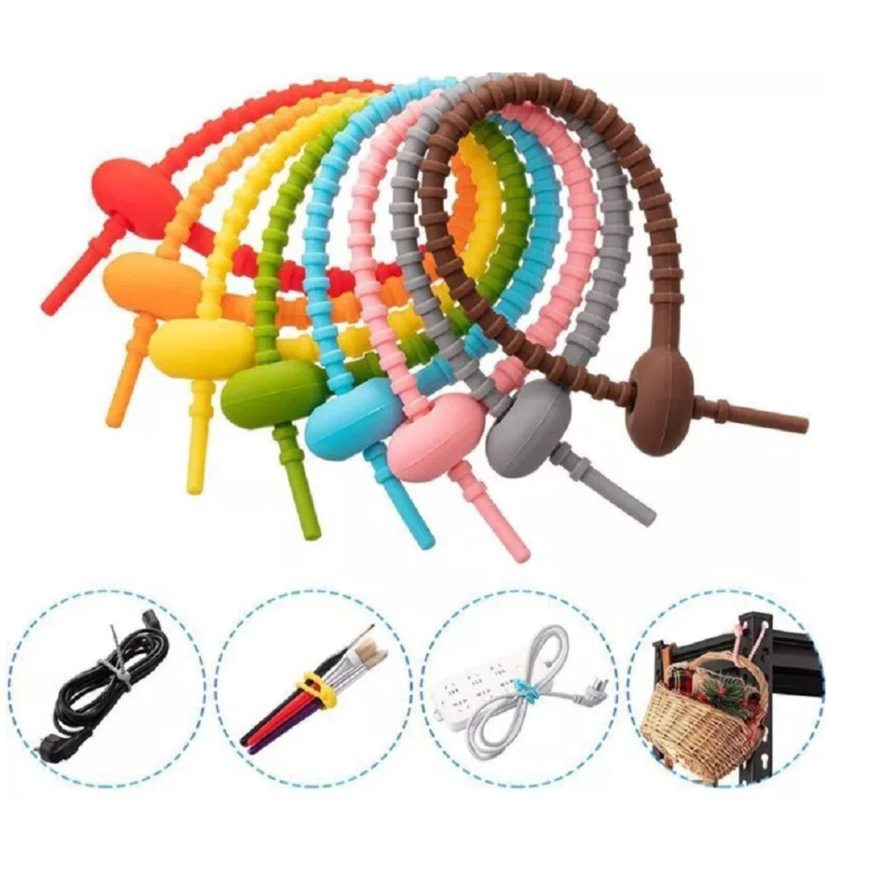 Kitcheniva Reusable Silicone Cable Ties Set 24 Pcs