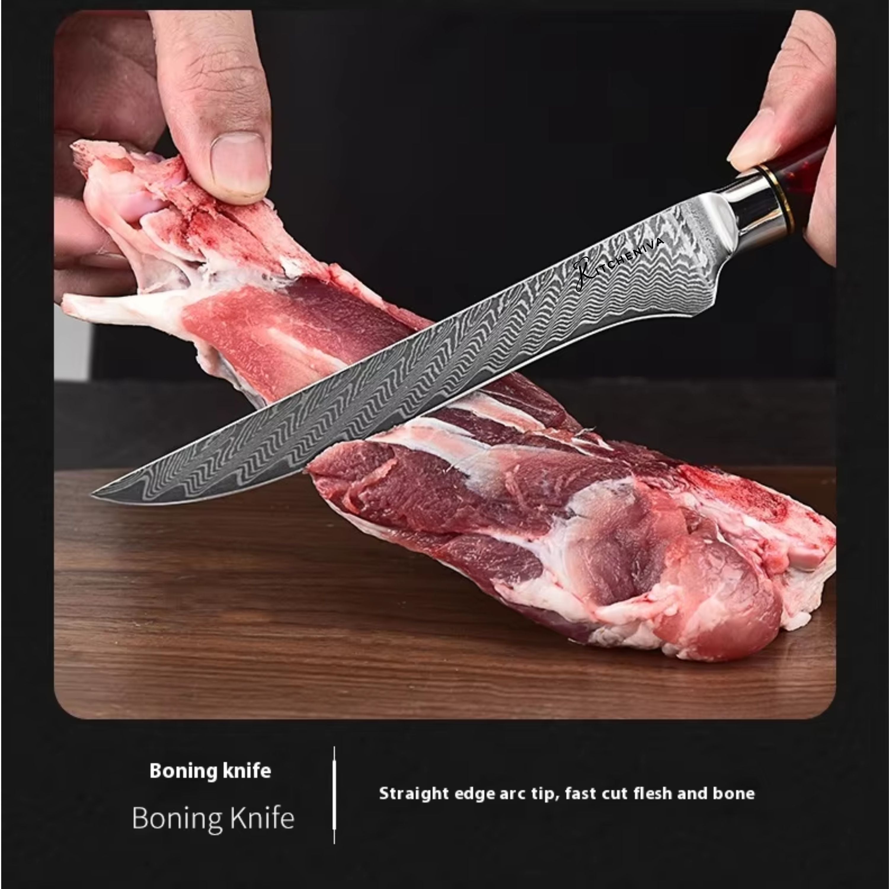 Kitcheniva 6-Piece VG10 Core 67 Layer Damascus Steel Japanese Style Knife Set with Wood Resin Handle