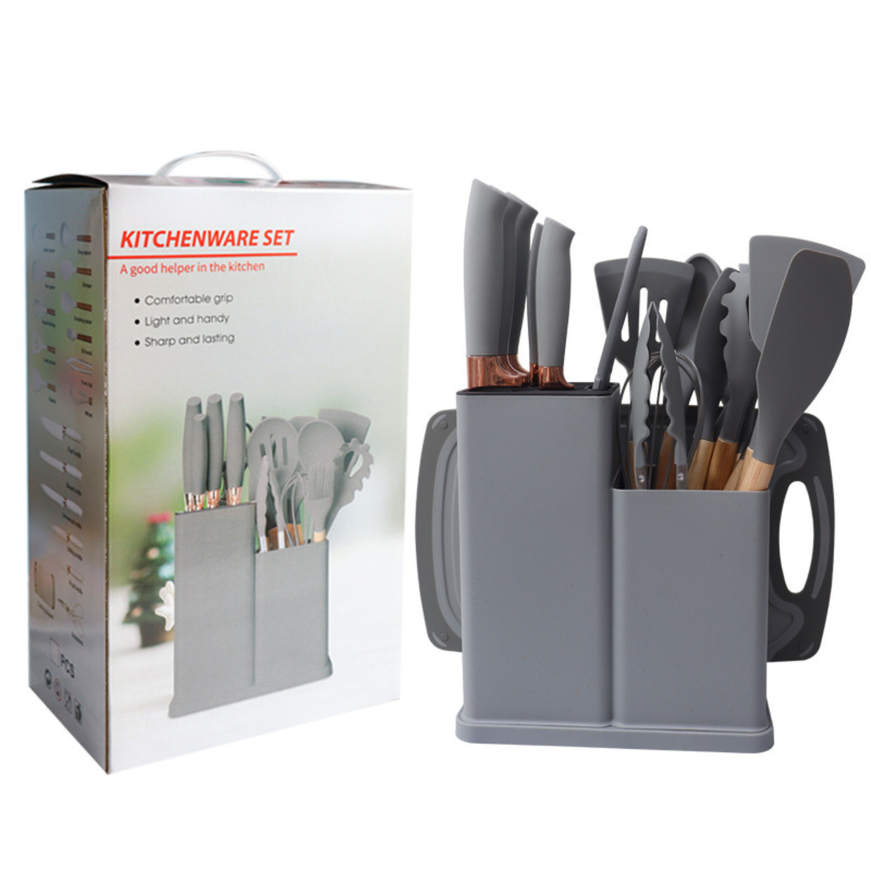 Kitcheniva Stainless Steel Knife Set with Food Grade Silicone Utensil Set, 18-Piece Set