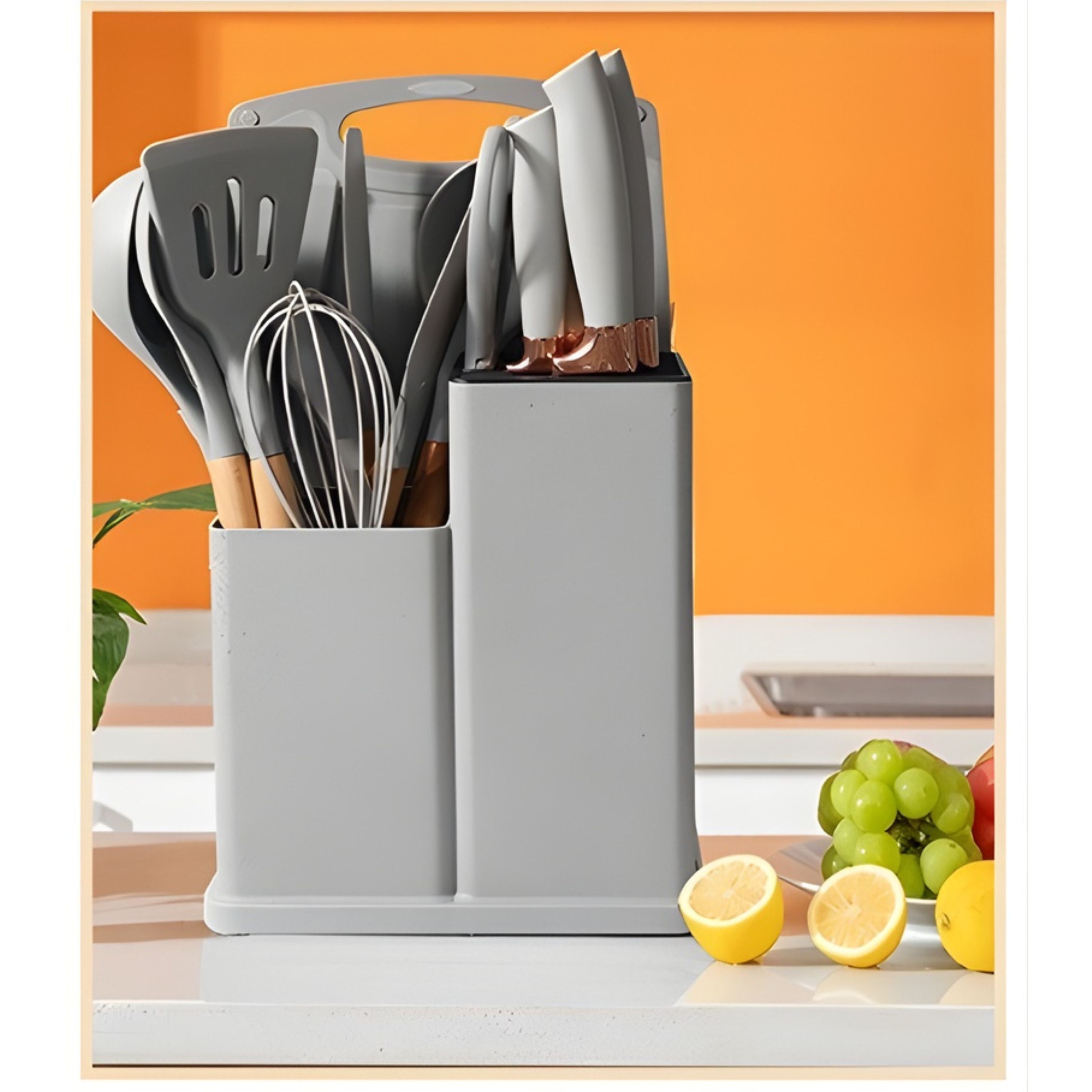Kitcheniva Stainless Steel Knife Set with Food Grade Silicone Utensil Set, 18-Piece Set