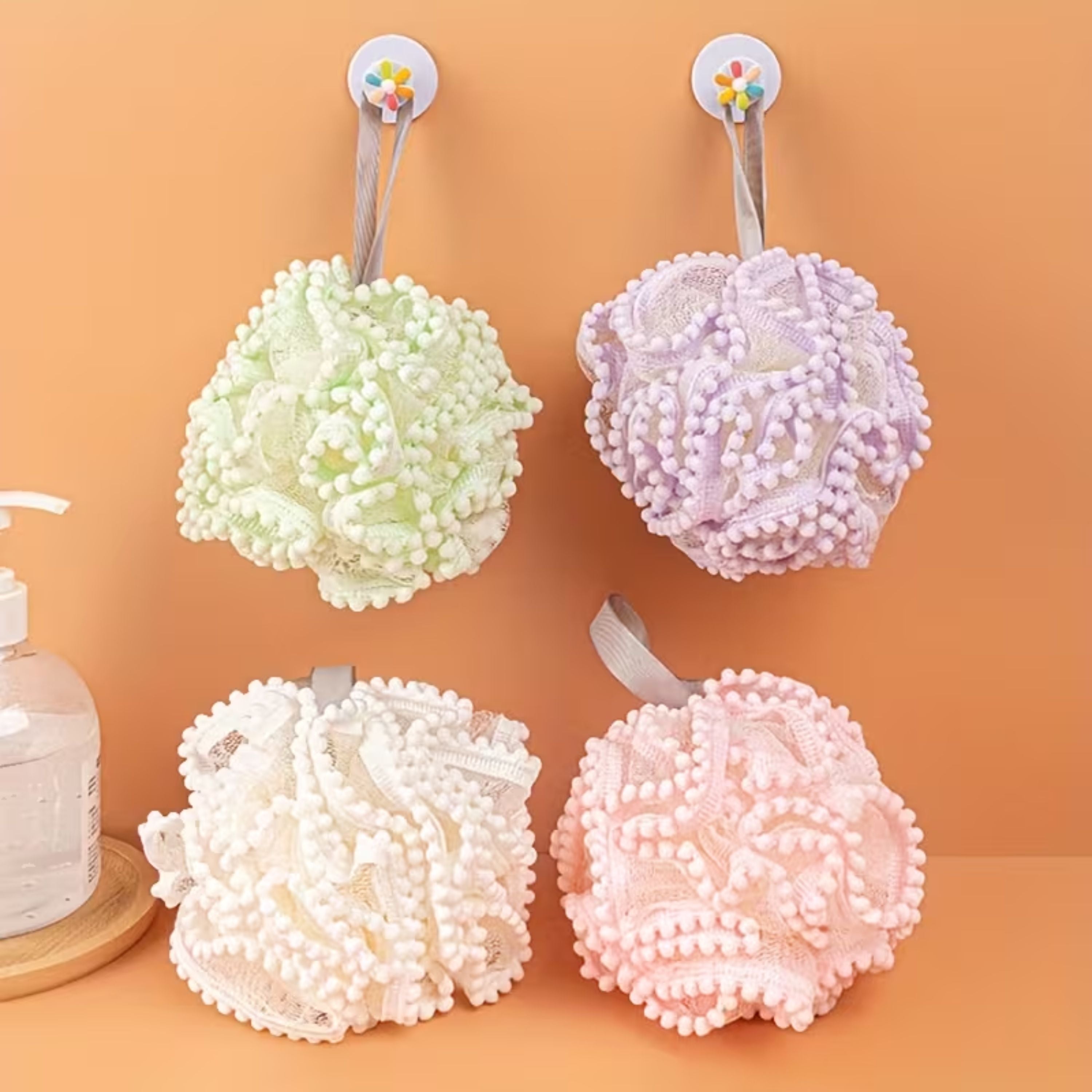 Kitcheniva 4 Pack Exfoliating Lace Soft Loofah Sponge