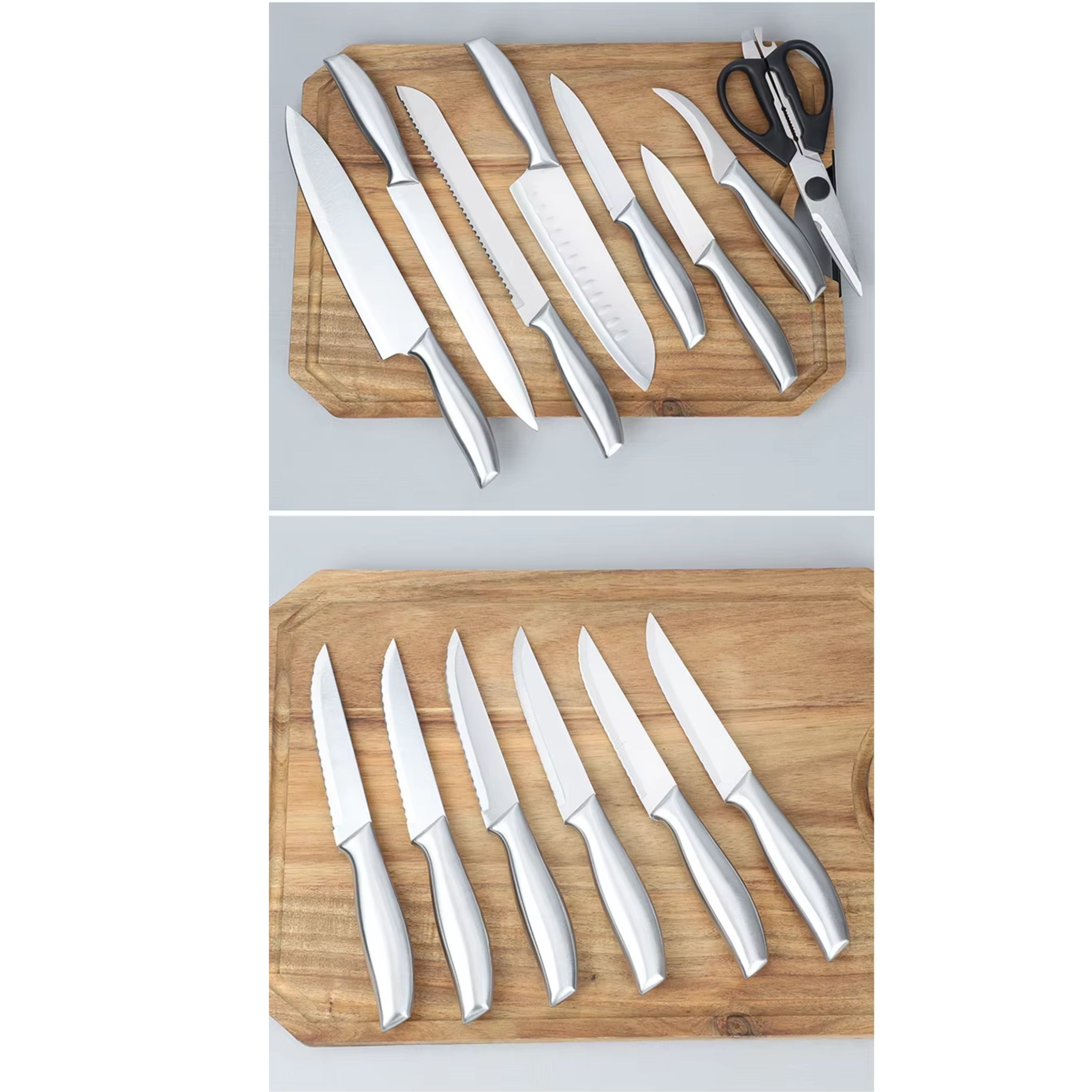 Kitcheniva 16-Piece Stainless Steel Knife Set with Wood Block and Hollow Handle
