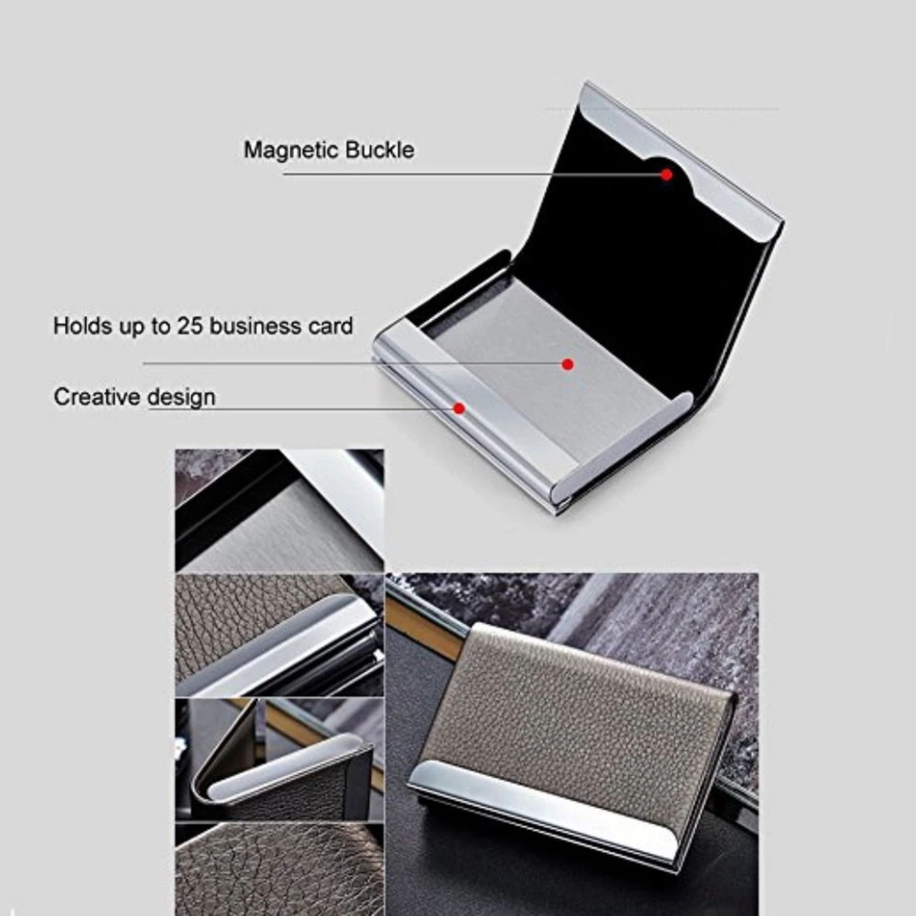 Kitcheniva PU Leather Metal Business Card Holder