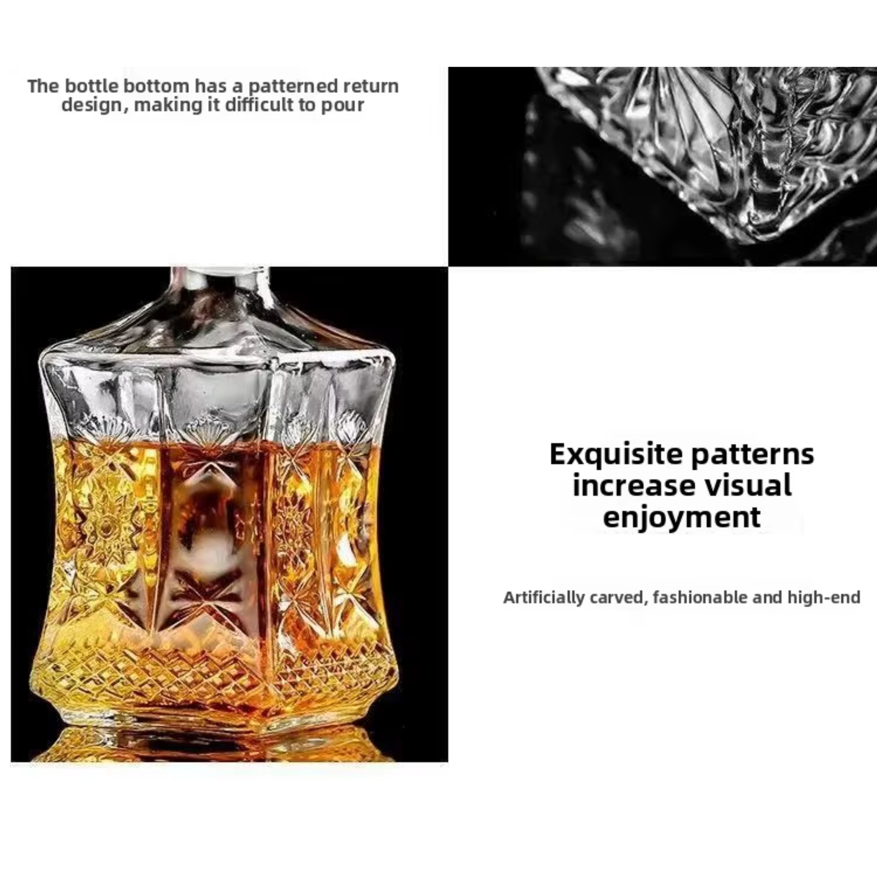 Kitcheniva 25 oz Stylish Glass Whiskey Decanter Set with Stopper - Includes 6 Glasses (7.4 oz)