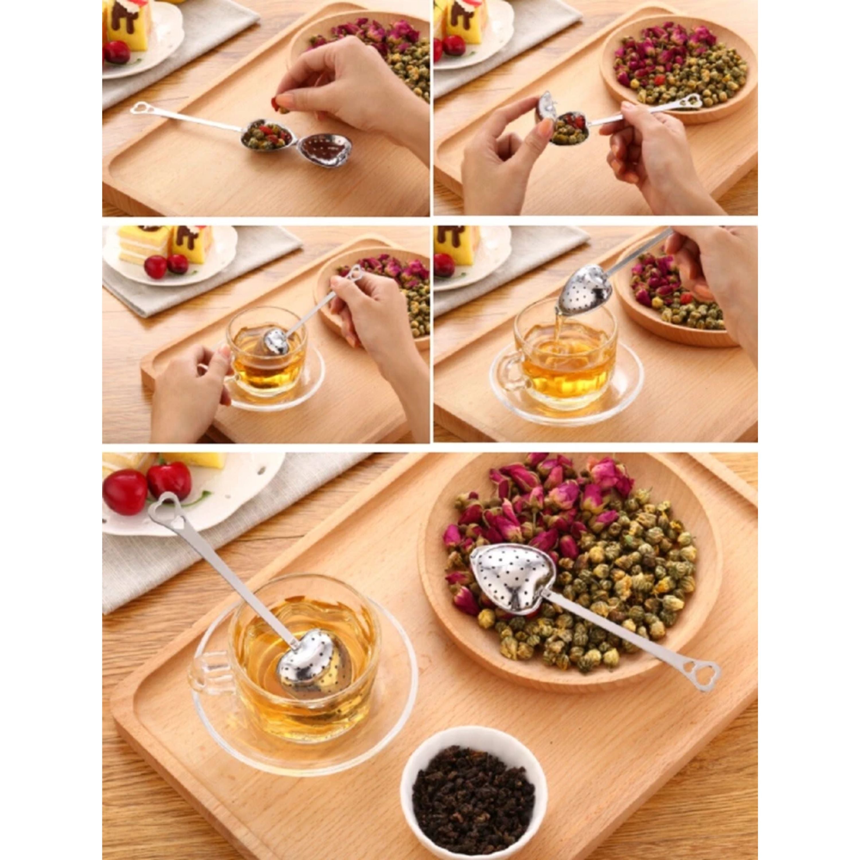 Kitcheniva Heart Shaped Tea Infuser Set 4 Pcs