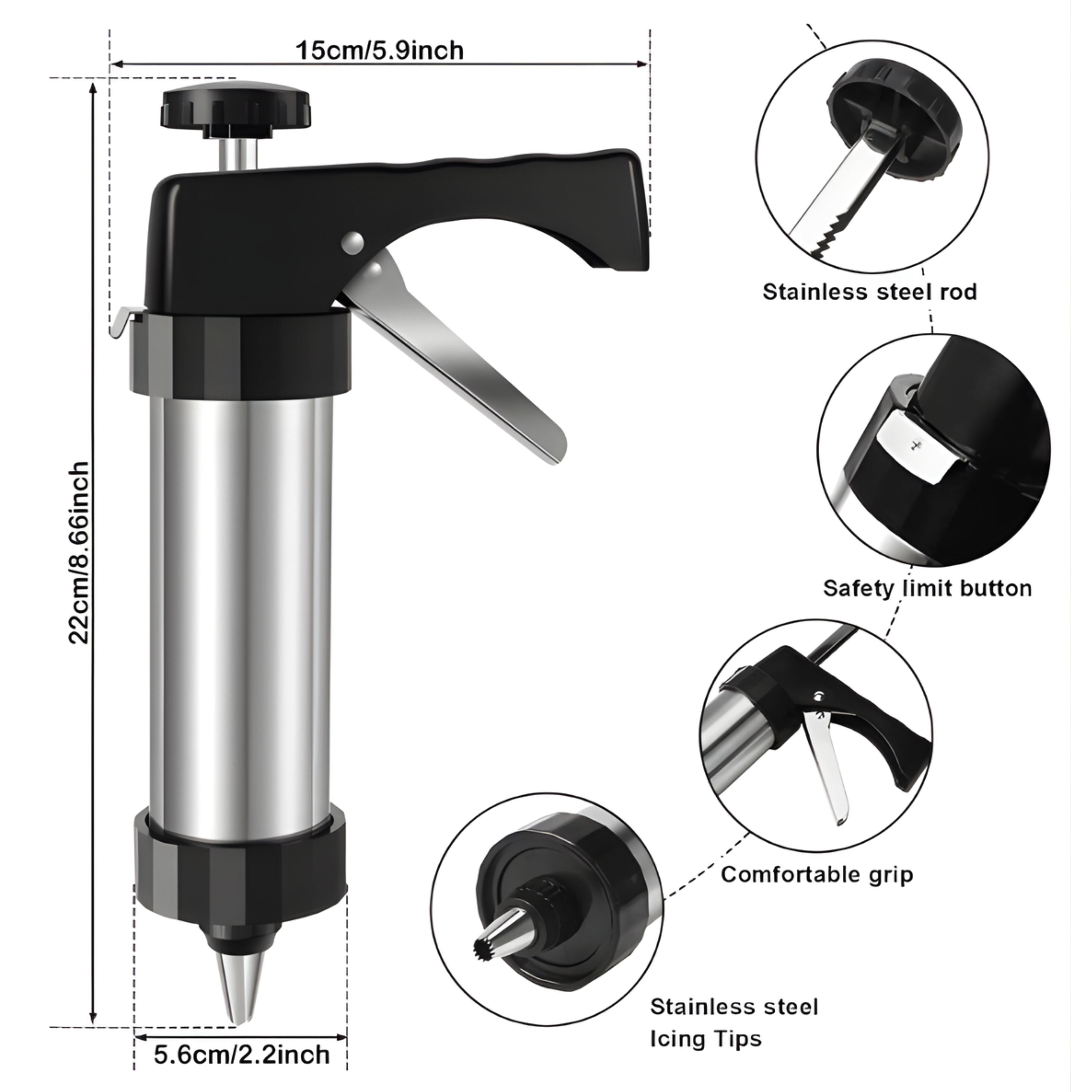 Kitcheniva Manual Spritz Cookie & Cake Decorating Press - Perfect for Making Mini Cookies, Decorating Cakes & Cupcakes