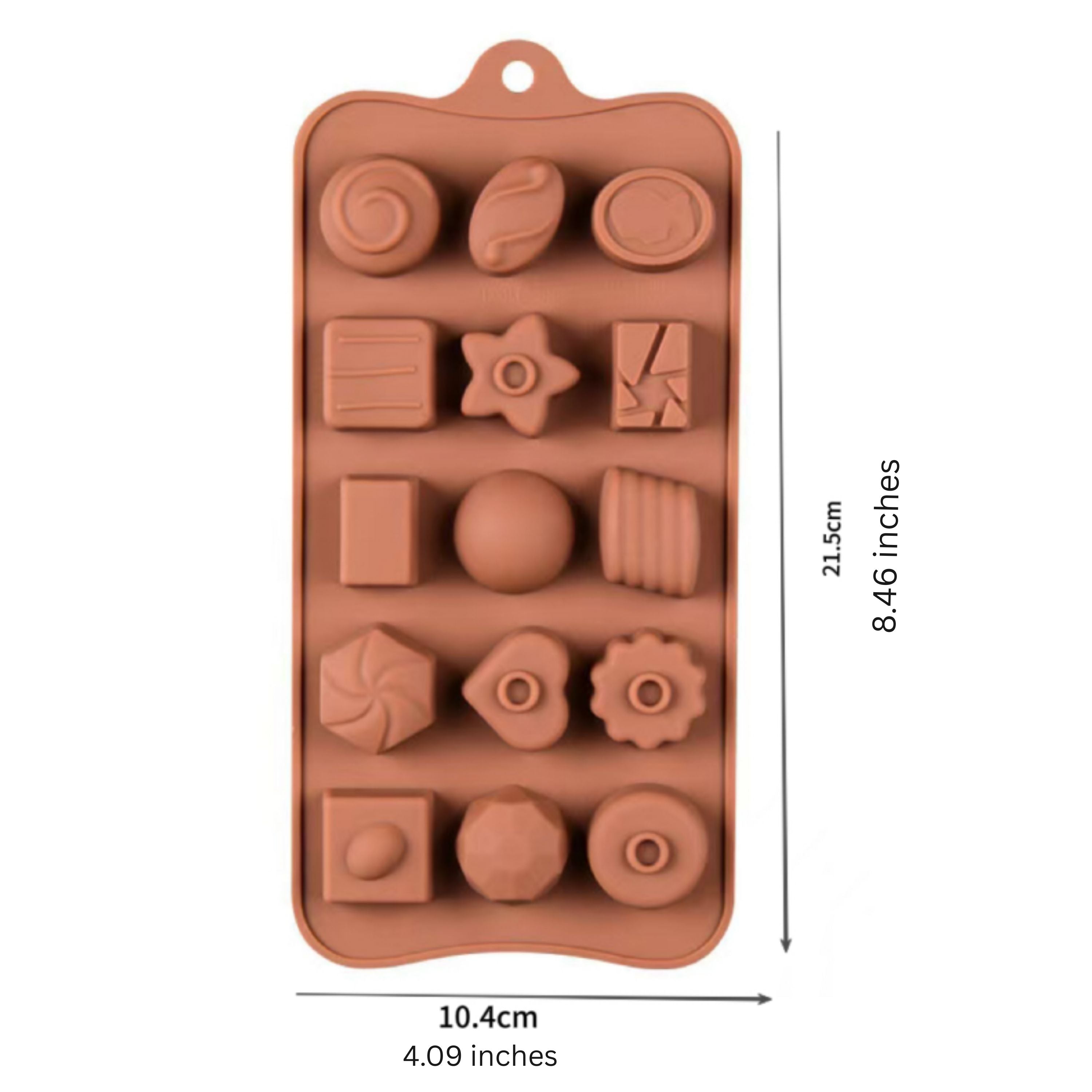 Kitcheniva Silicone Assorted Chocolate Mold with 15 Unique Shapes, (4.1 x 8.5 Inch)