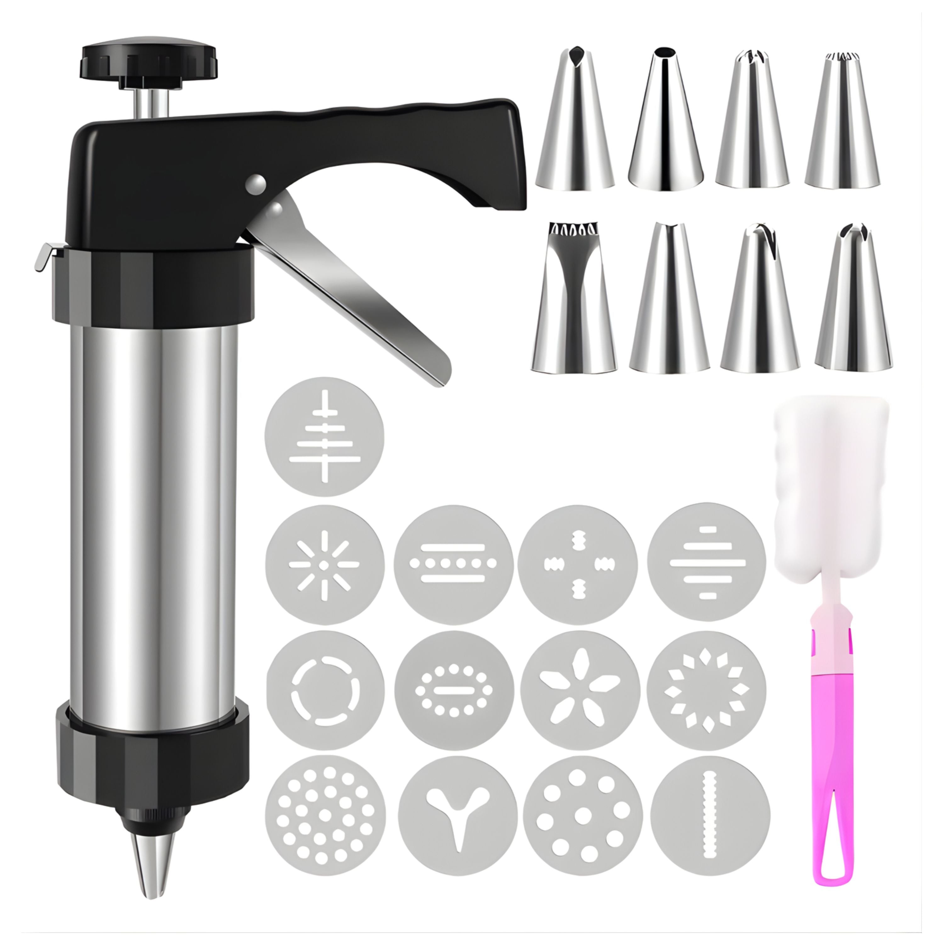 Kitcheniva Manual Spritz Cookie & Cake Decorating Press - Perfect for Making Mini Cookies, Decorating Cakes & Cupcakes