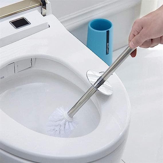 Kitcheniva Toilet Brush Set Stainless Steel Slip Resistant Base White