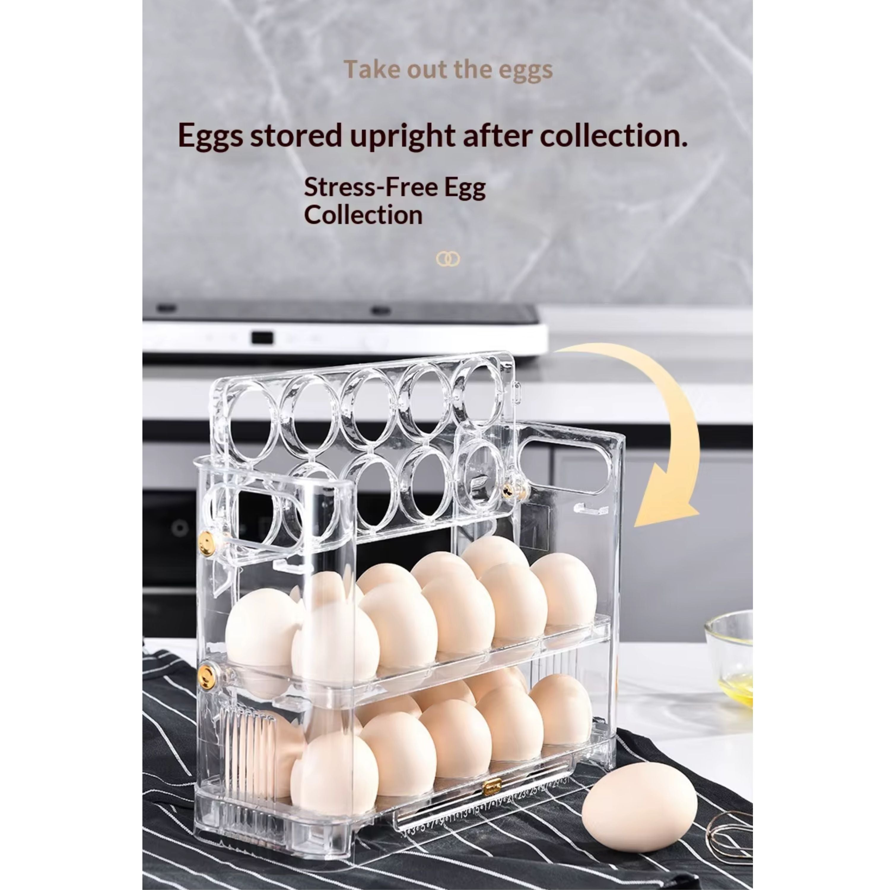 Kitcheniva Triple Layer Refrigerator Side Door Egg Holder, Transparent