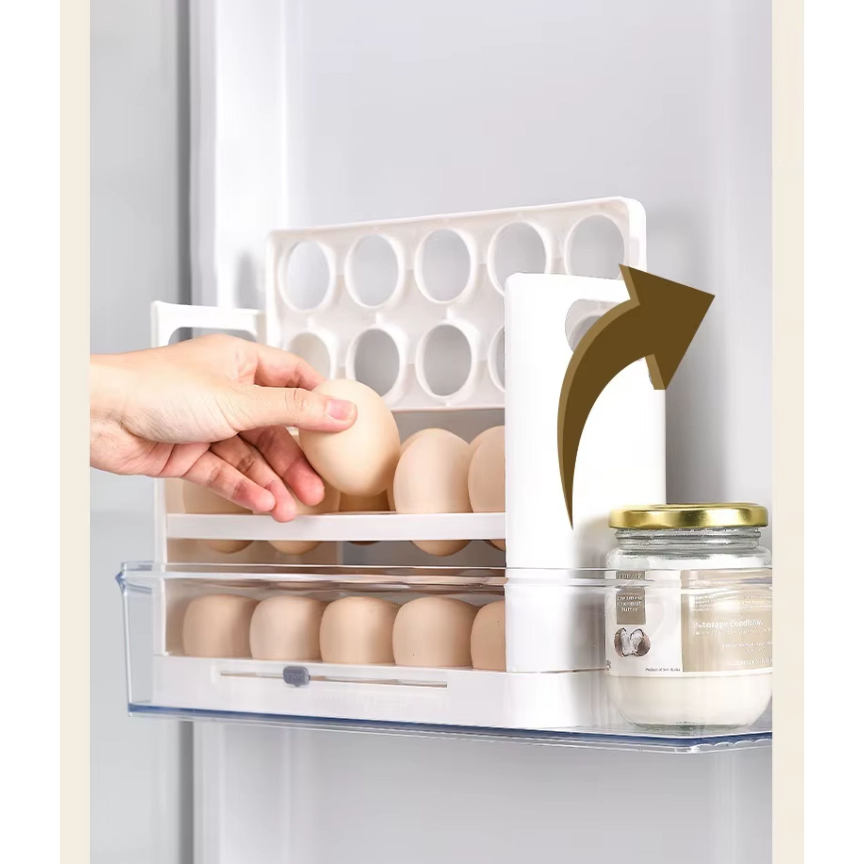 Kitcheniva Triple Layer Refrigerator Side Door Egg Holder, White