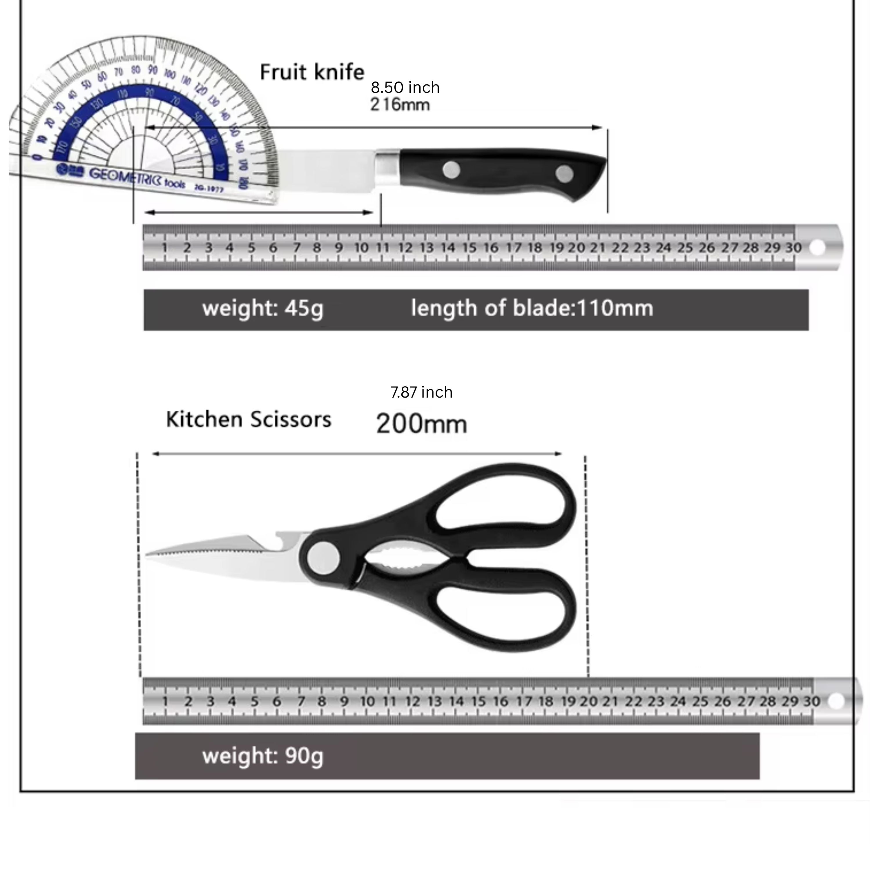 Kitcheniva 7-Piece Stainless Steel Knife Set with Plastic Block and Handle