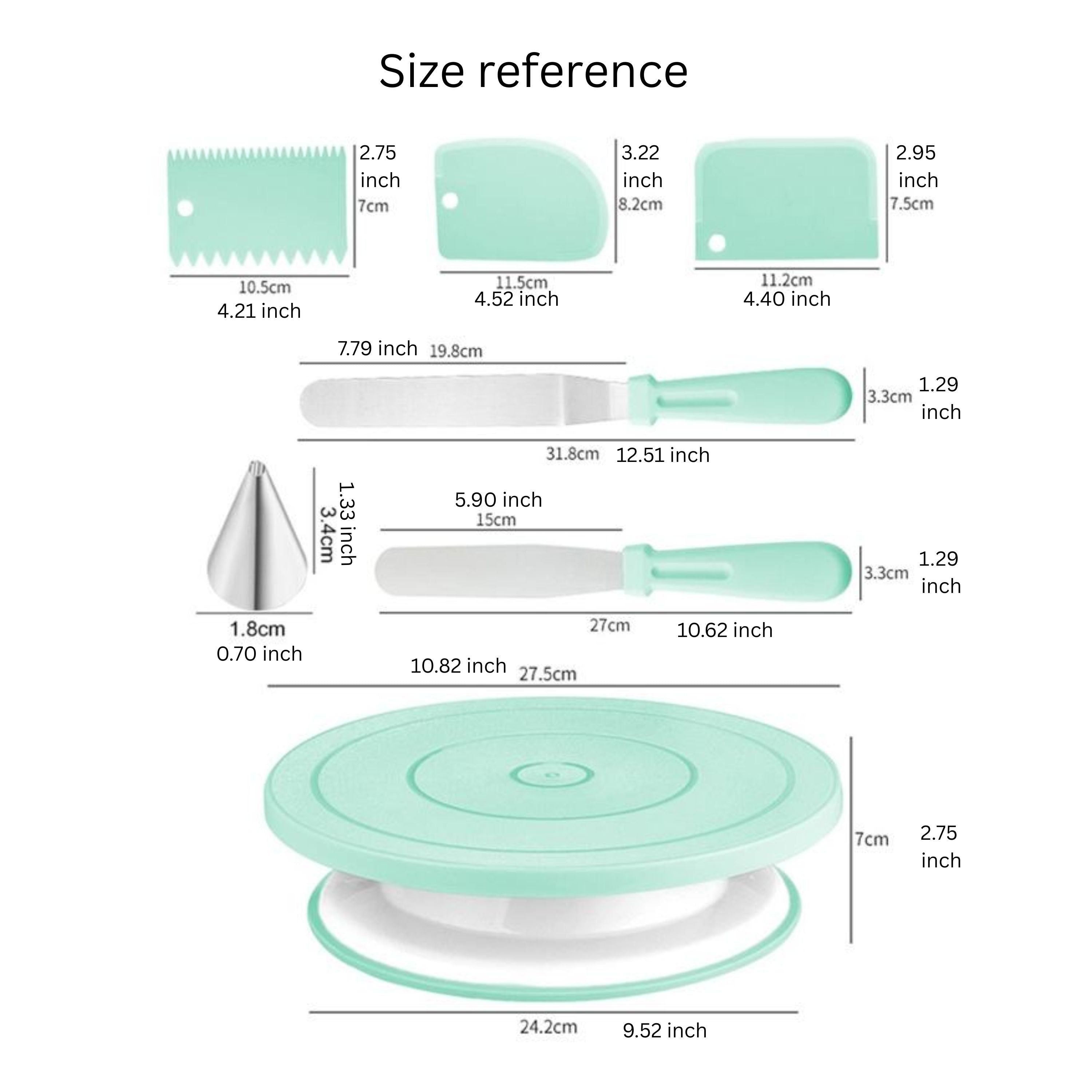 Kitcheniva 10.8" Revolving Plastic Cake Turntable Stand Set with Piping Nozzles, Reusable Bags, Scrapers, Cake Smoothers & Cleaning Brush, 37 Pcs Set