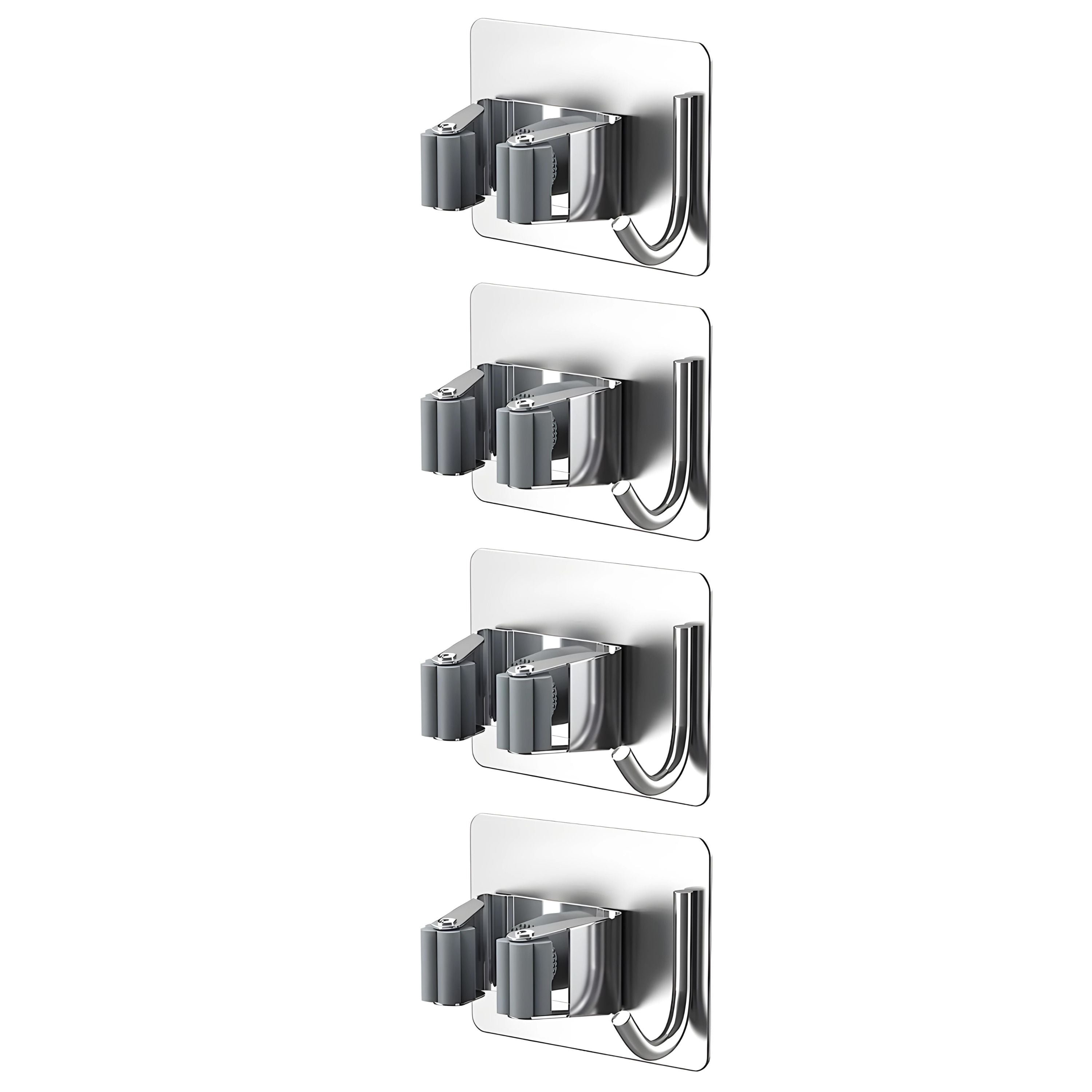 Kitcheniva Stainless Steel Mop & Broom Holder Set 4 Pcs
