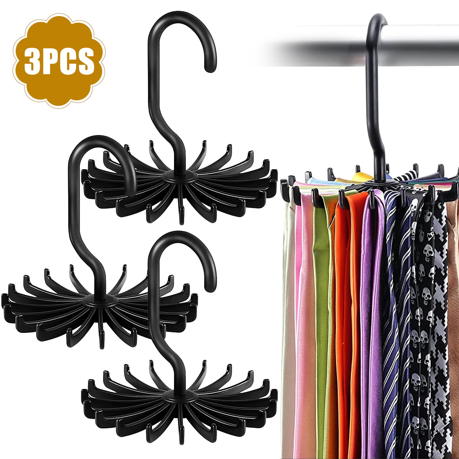 Kitcheniva 360° Rotatable Tie Rack Hanger Organizer