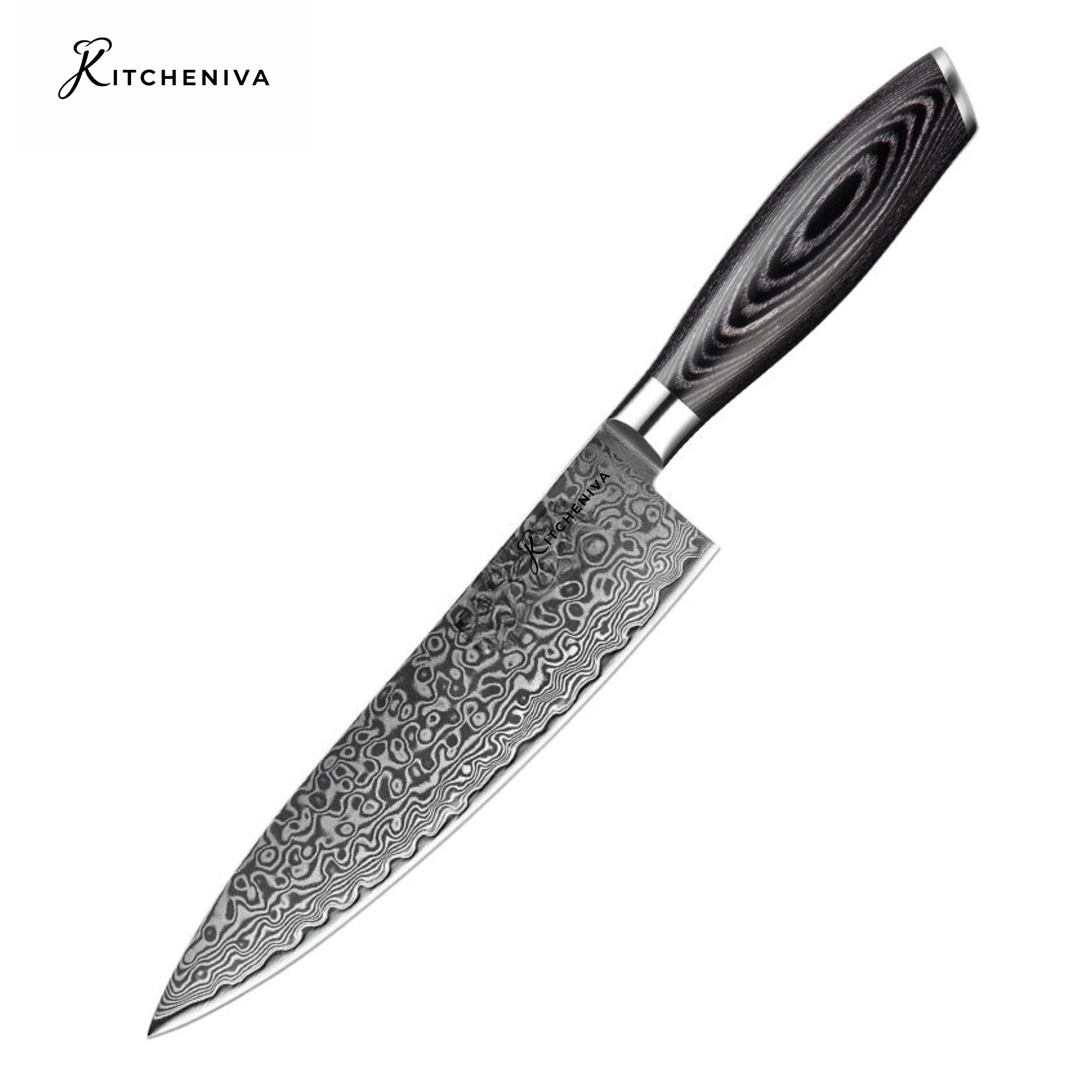 Kitcheniva 8" 67 Layer Damascus Steel Chefs Knife with Pakka Wood Handle