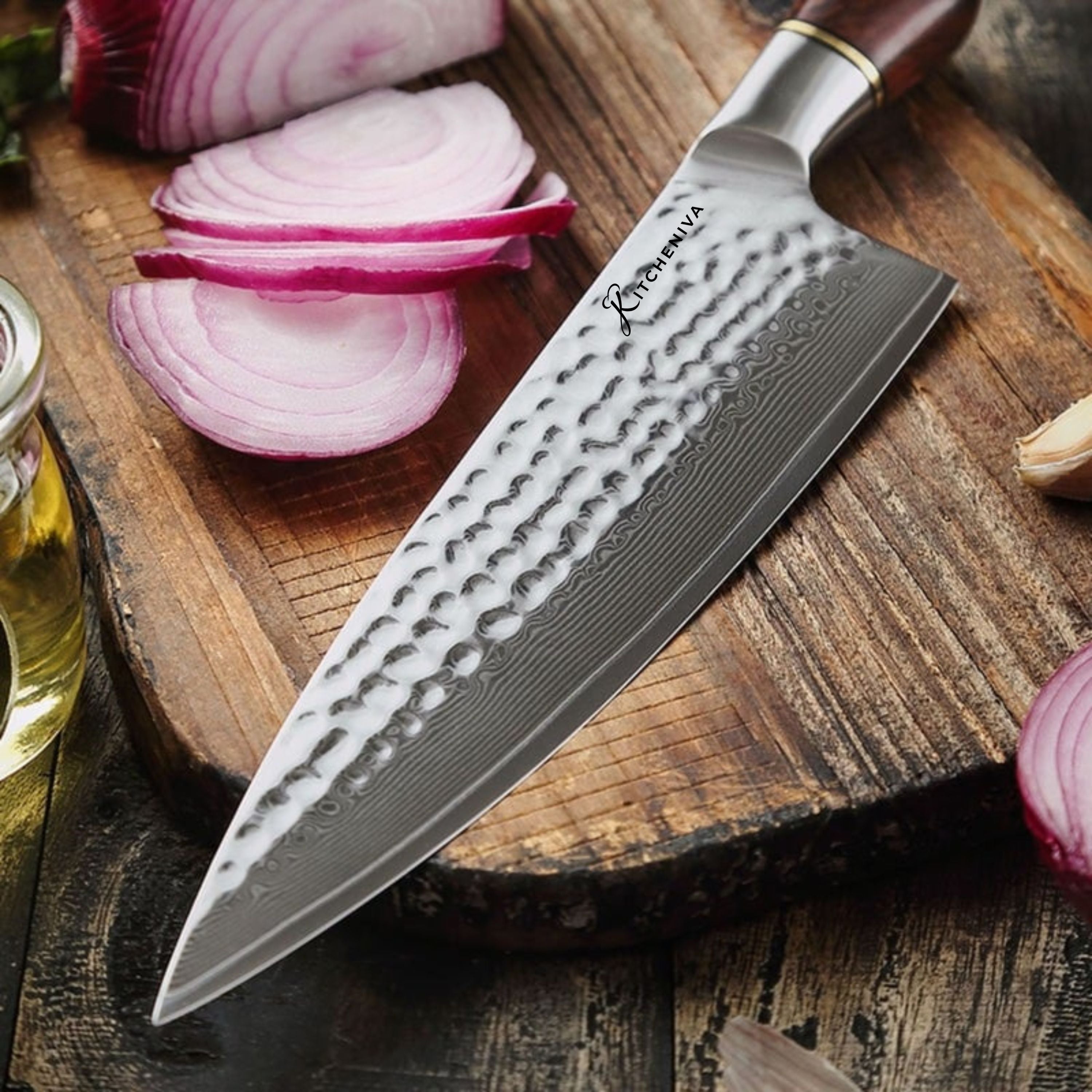 Kitcheniva 8-Inch 67 Layer Damascus Steel Chefs Knife with Pakka Wood Handle