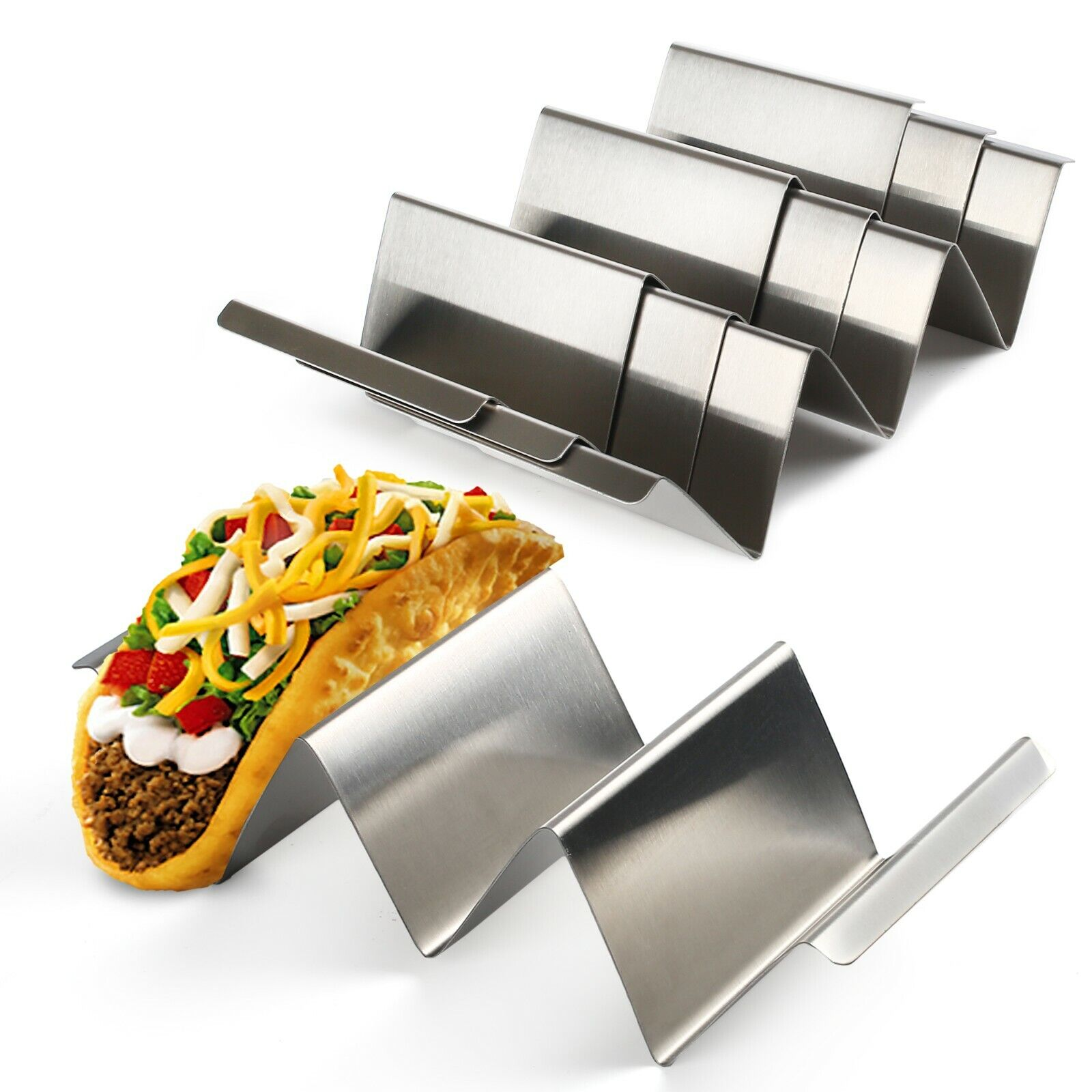 4-PCs Stainless Steel Taco Holder Stand