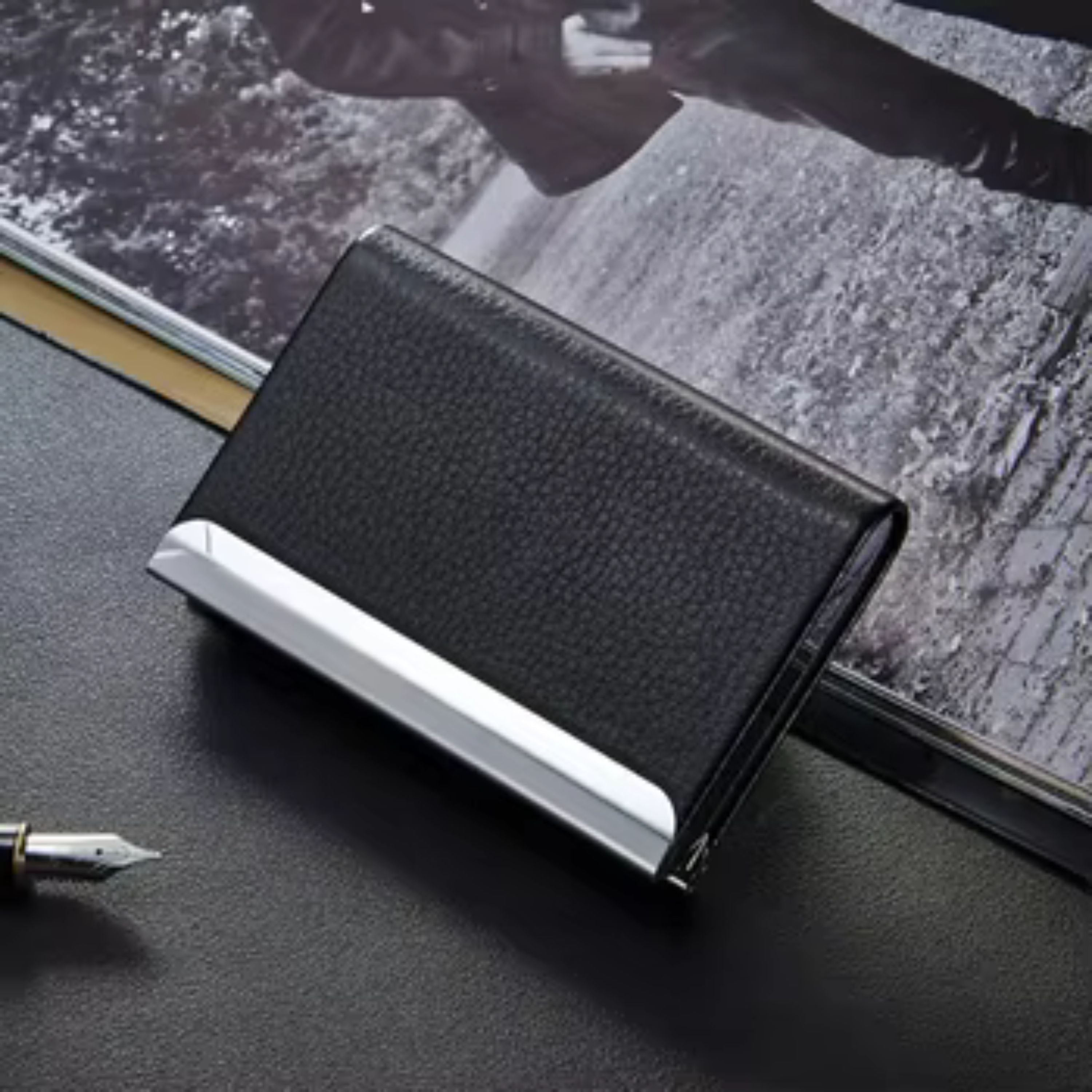 Kitcheniva PU Leather Metal Business Card Holder