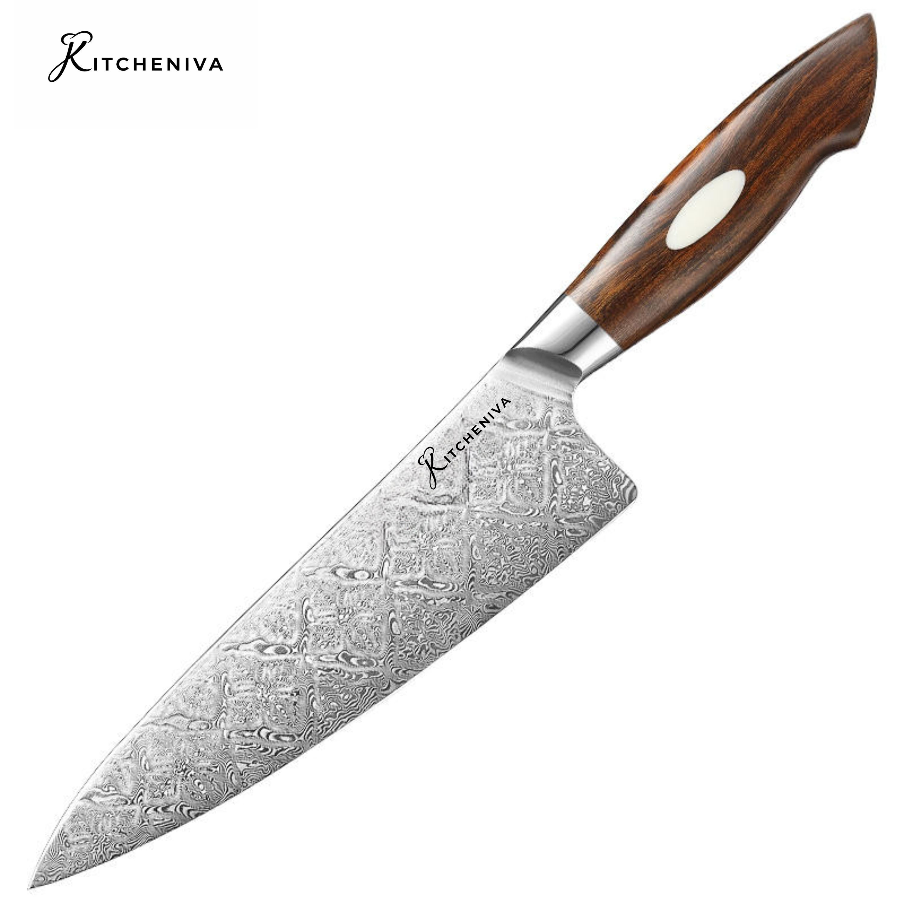 Kitcheniva 8" 110 Layer Dual Core Damascus Steel Chefs Knife with Iron Wood Handle