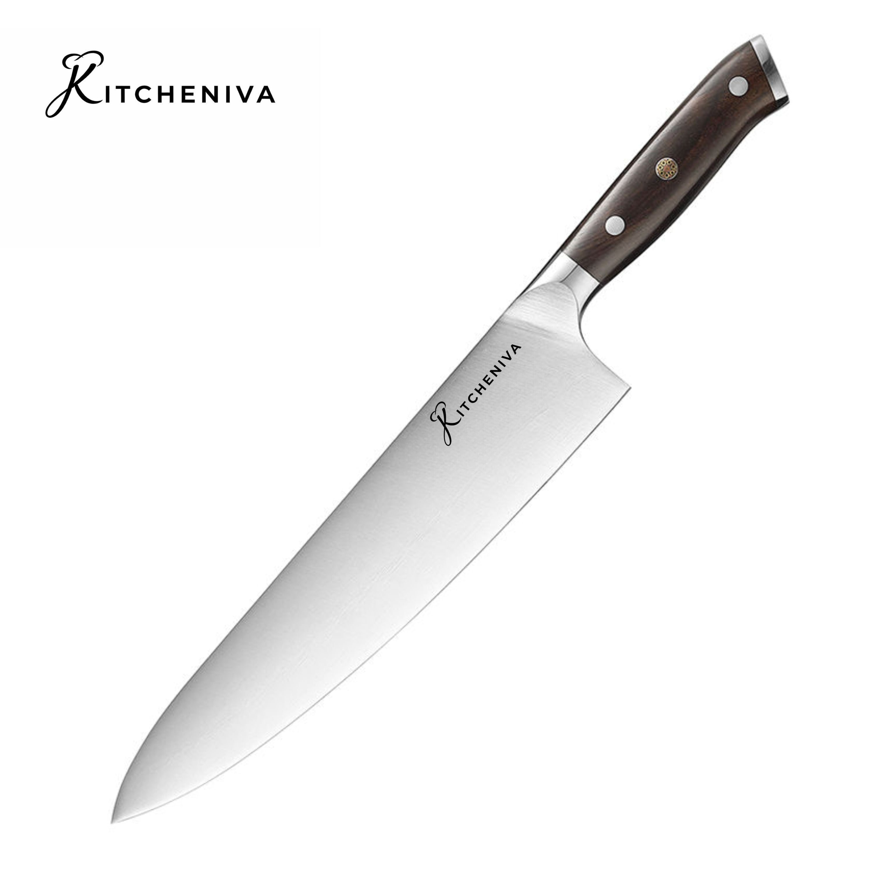 Kitcheniva 10" German Stainless Steel Chefs Knife with Ebony Wood Handle