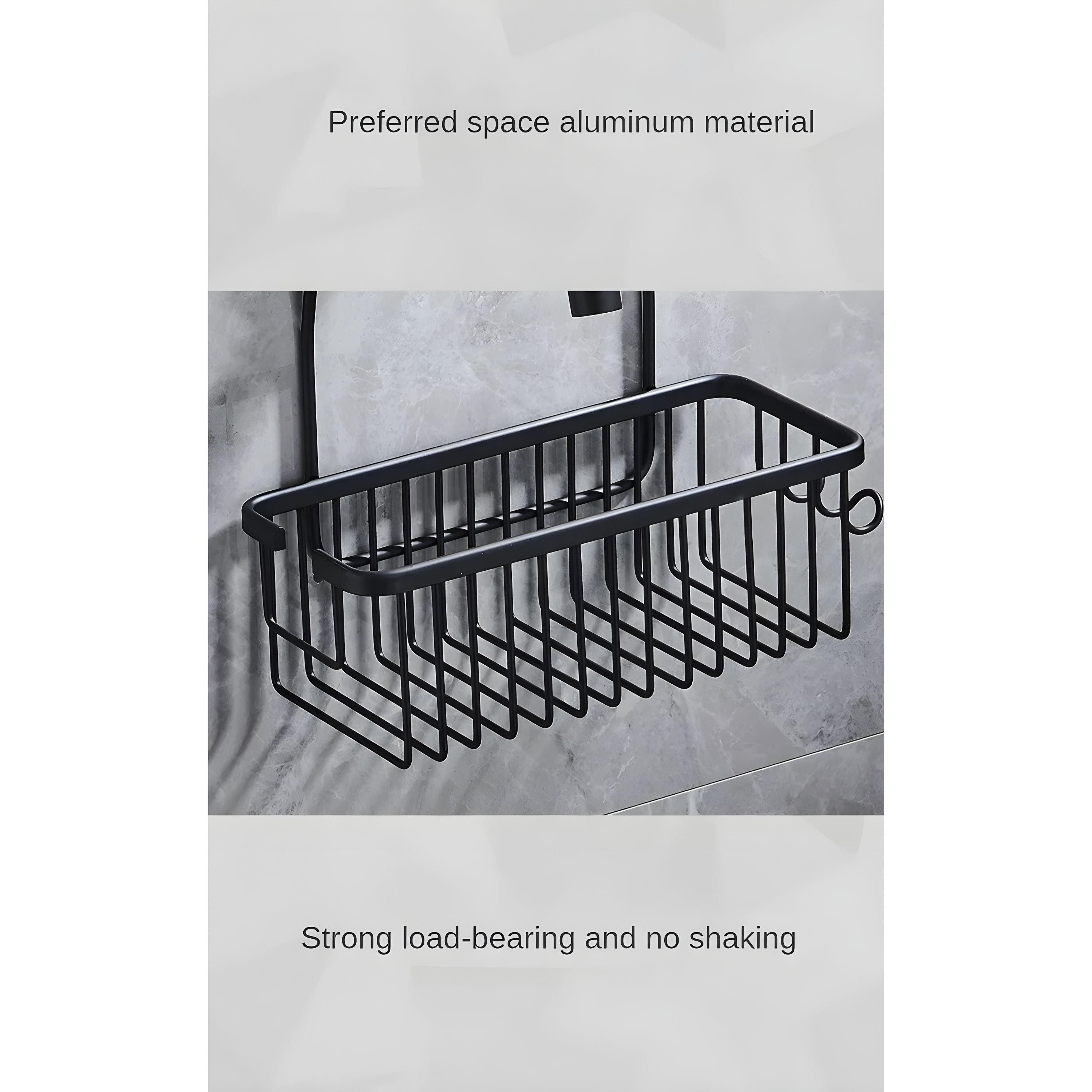 Black Aluminium Hang-On Bathroom Shelf
