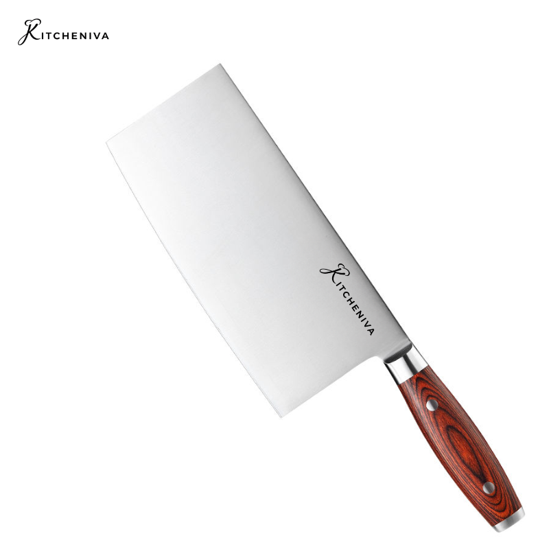 Kitcheniva 8" German Stainless Steel Kitchen Cleaver with Pakka Wood Handle
